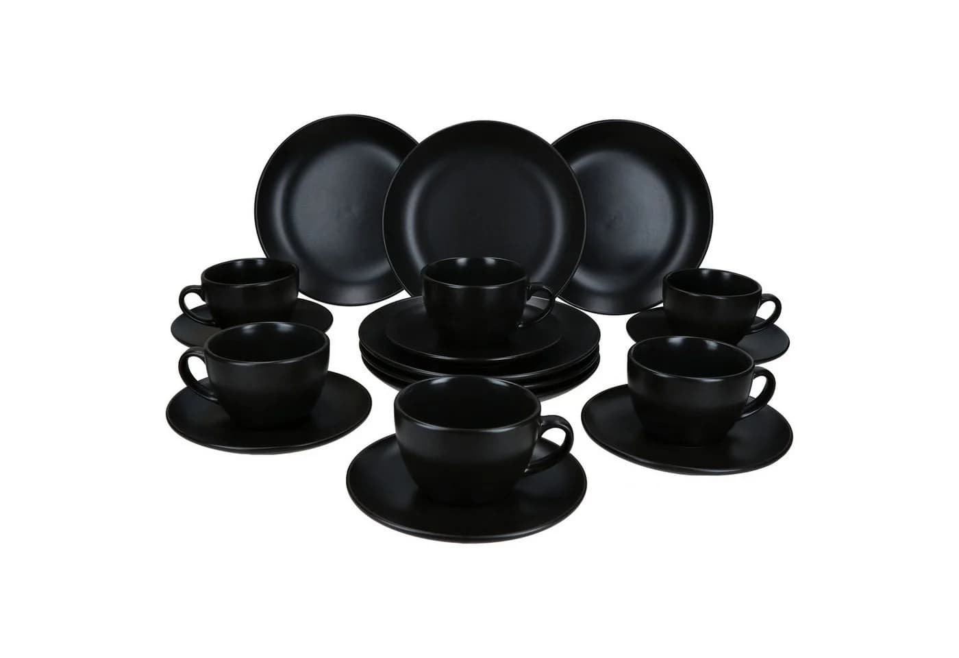 MamboCat Kaffeeservice 18tlg Panther schwarz Steingut