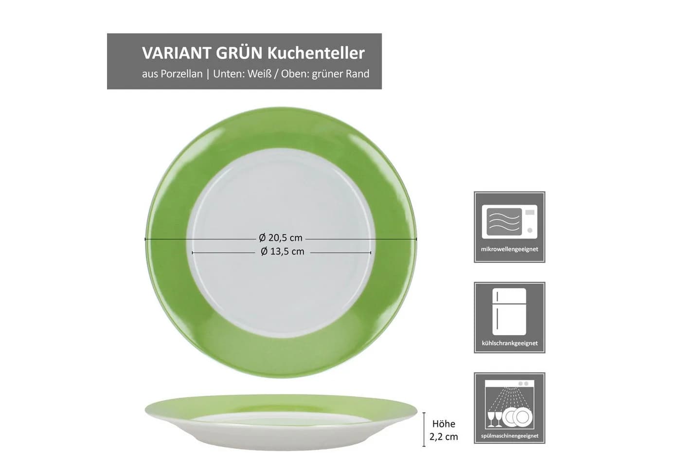 MamboCat Frühstücksteller 6er Set Grün Porzellan - Bild 5