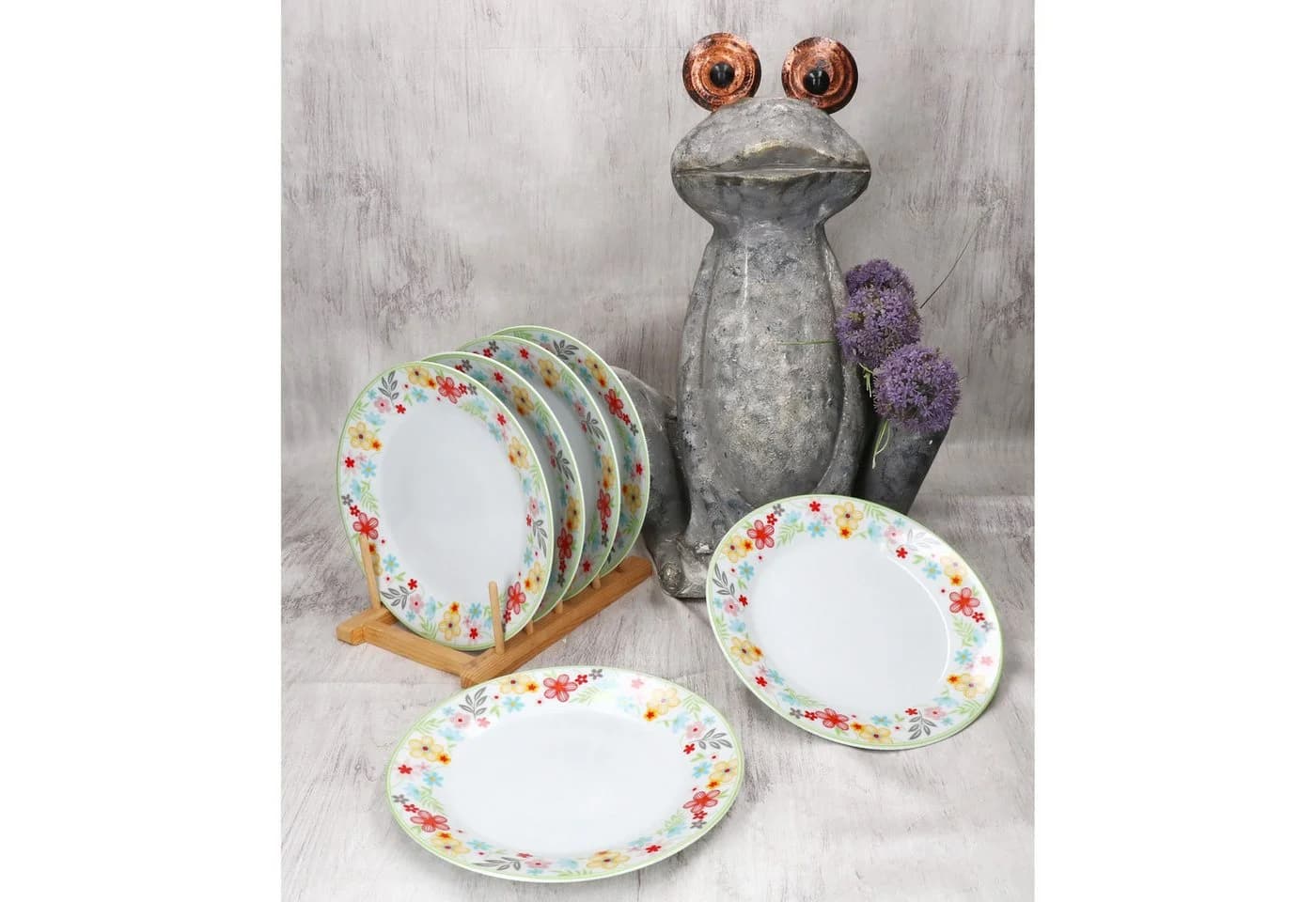 MamboCat Frühstücksteller 6er Set Variant Blümchen Bunt Porzellan