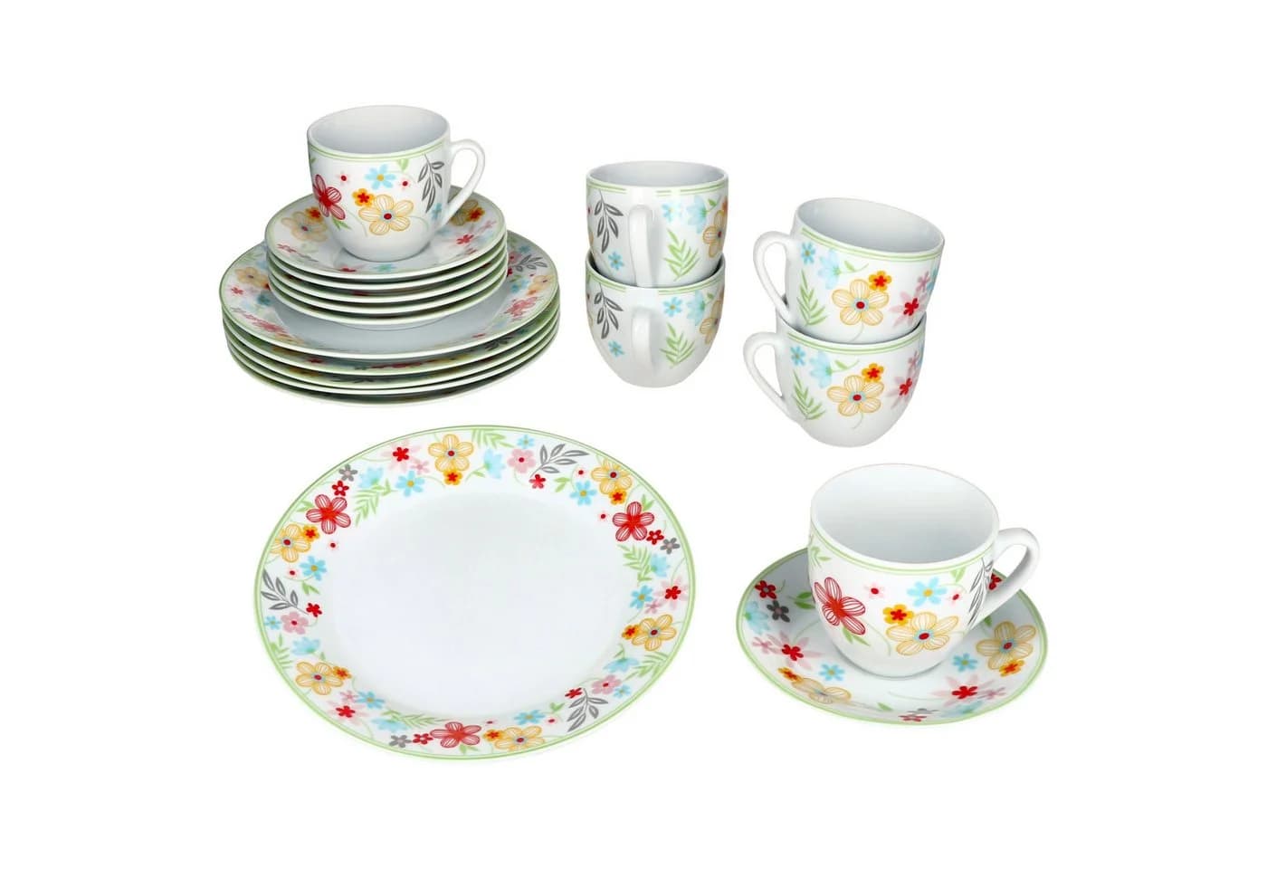 MamboCat Kaffeeservice 18tlg. Variant Blümchen Porzellan 6 Personen