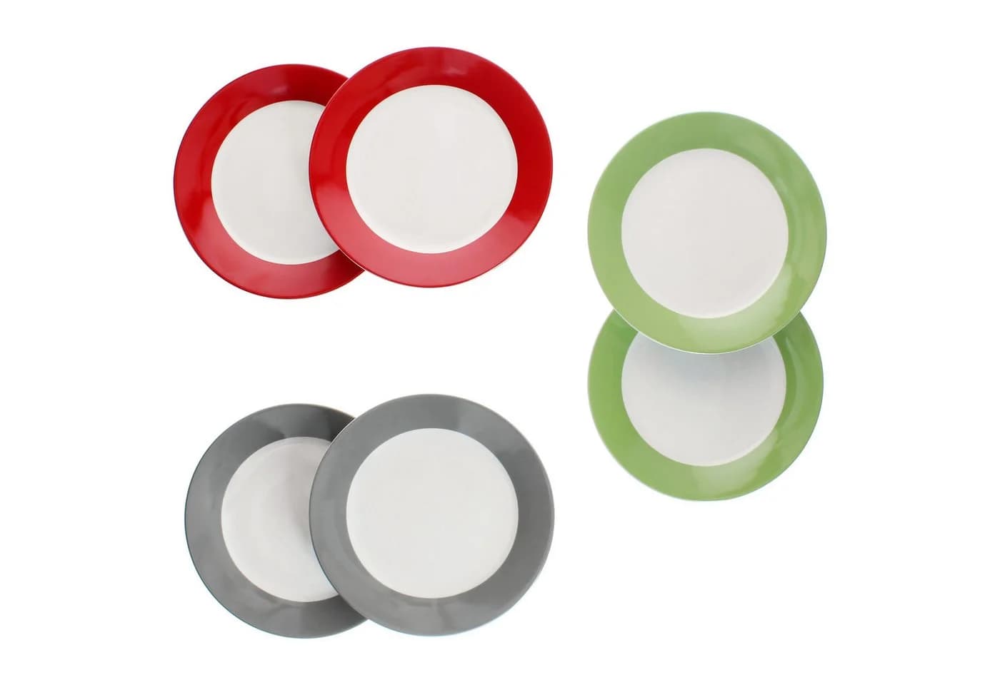 MamboCat Frühstücksteller 6x Variant Trio Grün Rot Grau Porzellan