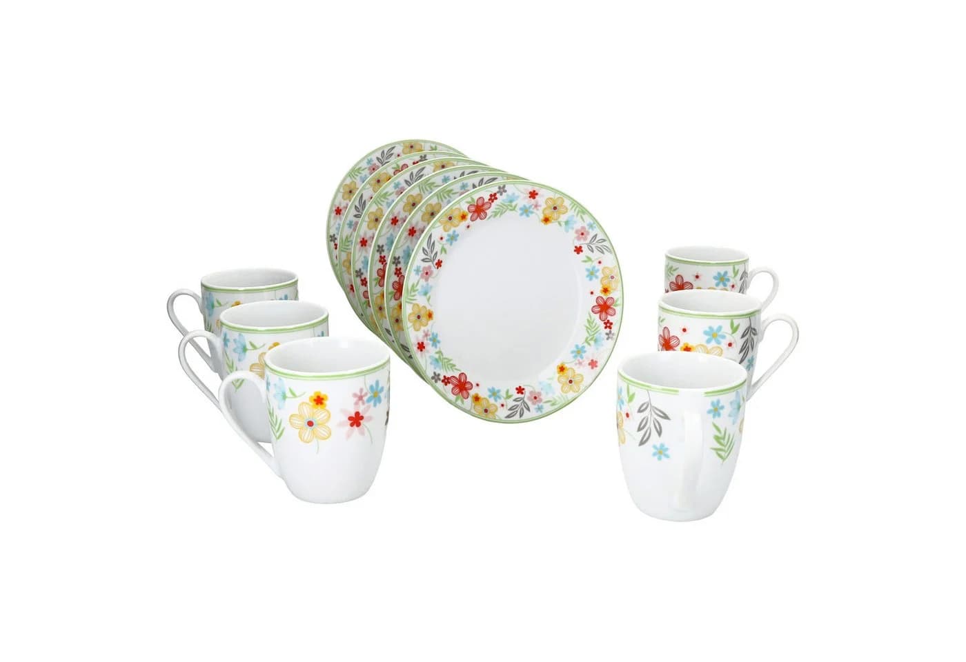 MamboCat Frühstücks-Geschirrset 12tlg Variant Blümchen Porzellan