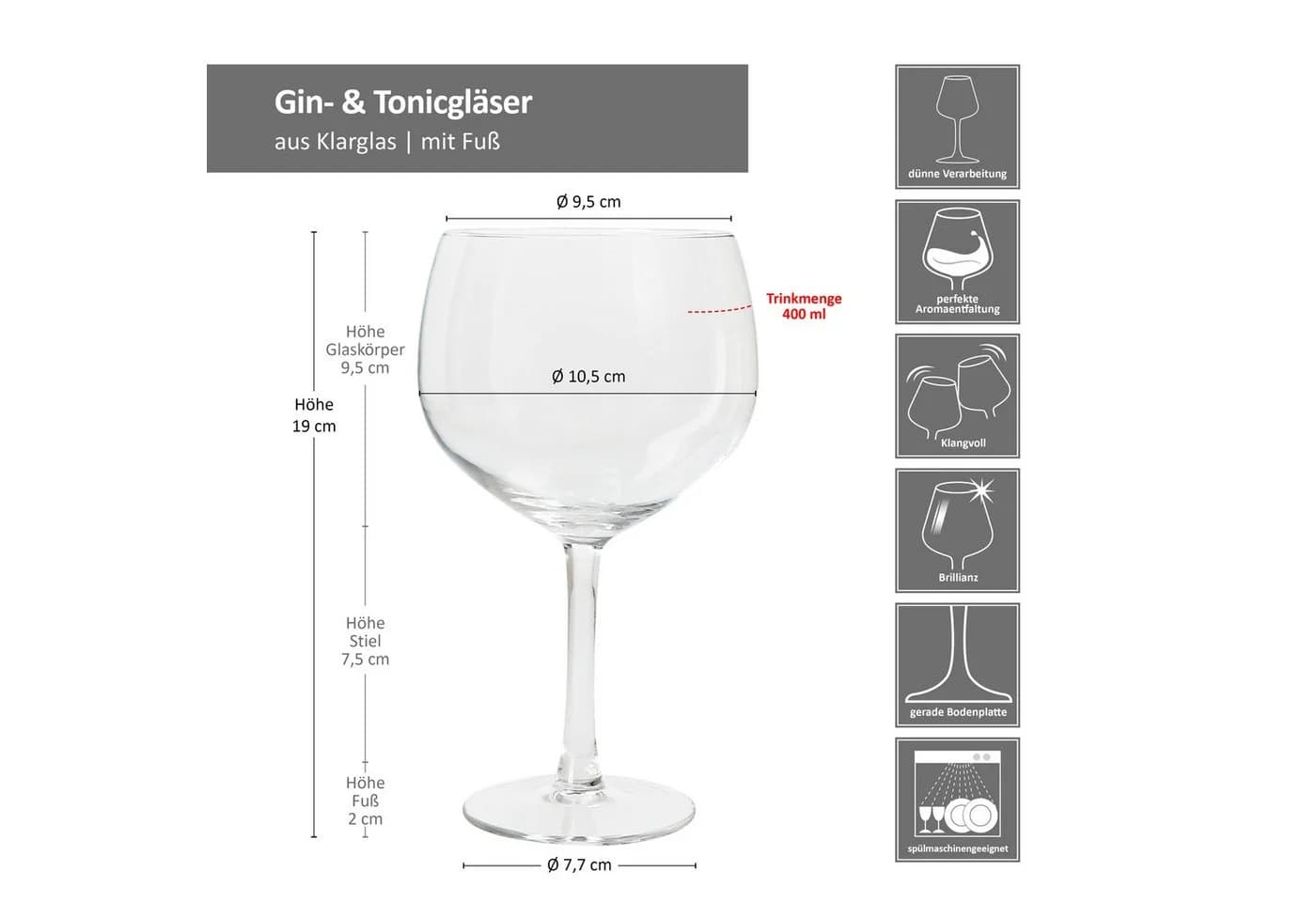 MamboCat 4x Longdrinkglas 400ml Klar Glas Stiel - Bild 5