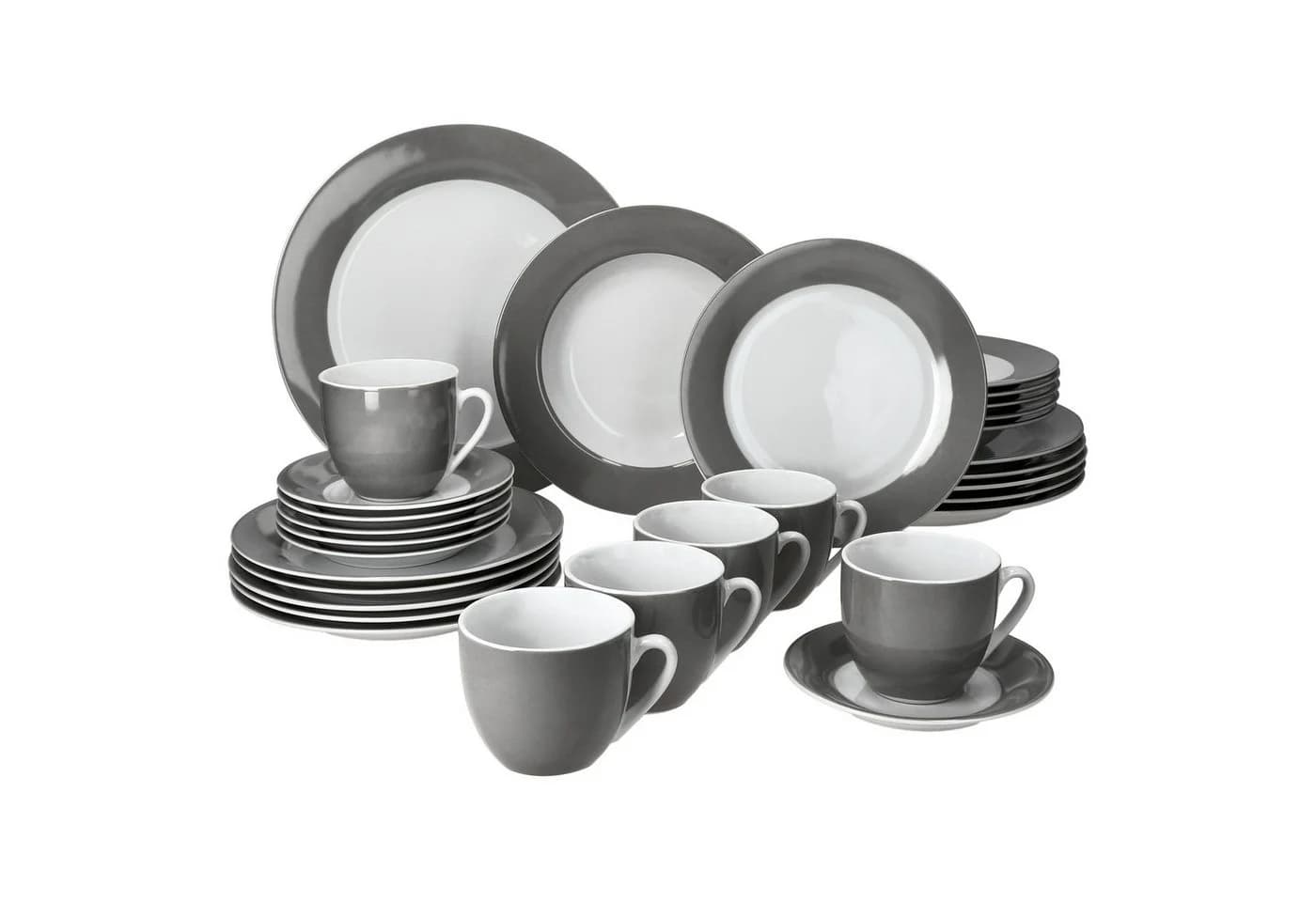 MamboCat Kombiservice 30tlg Grau Porzellan 6 Personen - Bild 2