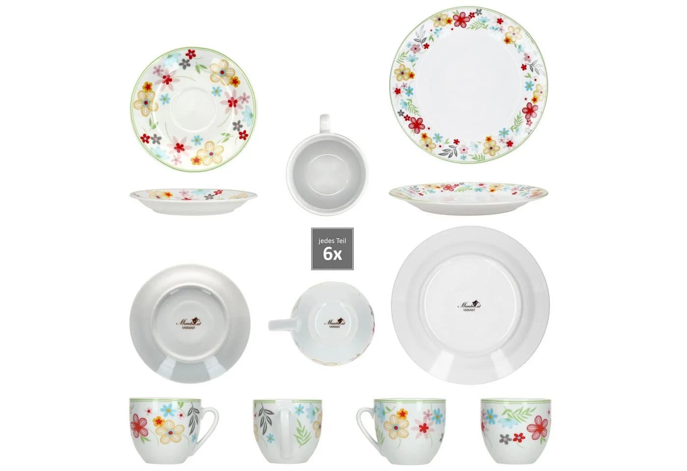MamboCat Kombiservice 30tlg Variant Blümchen Porzellan 6 Personen - Bild 4