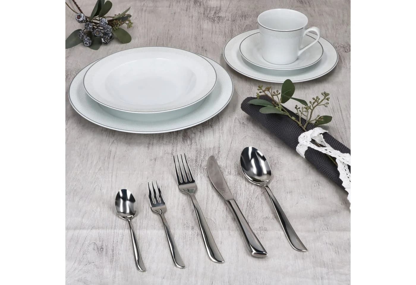 Justinus Twist Besteck-Set 60tlg. für 12 Personen Edelstahl Silber
