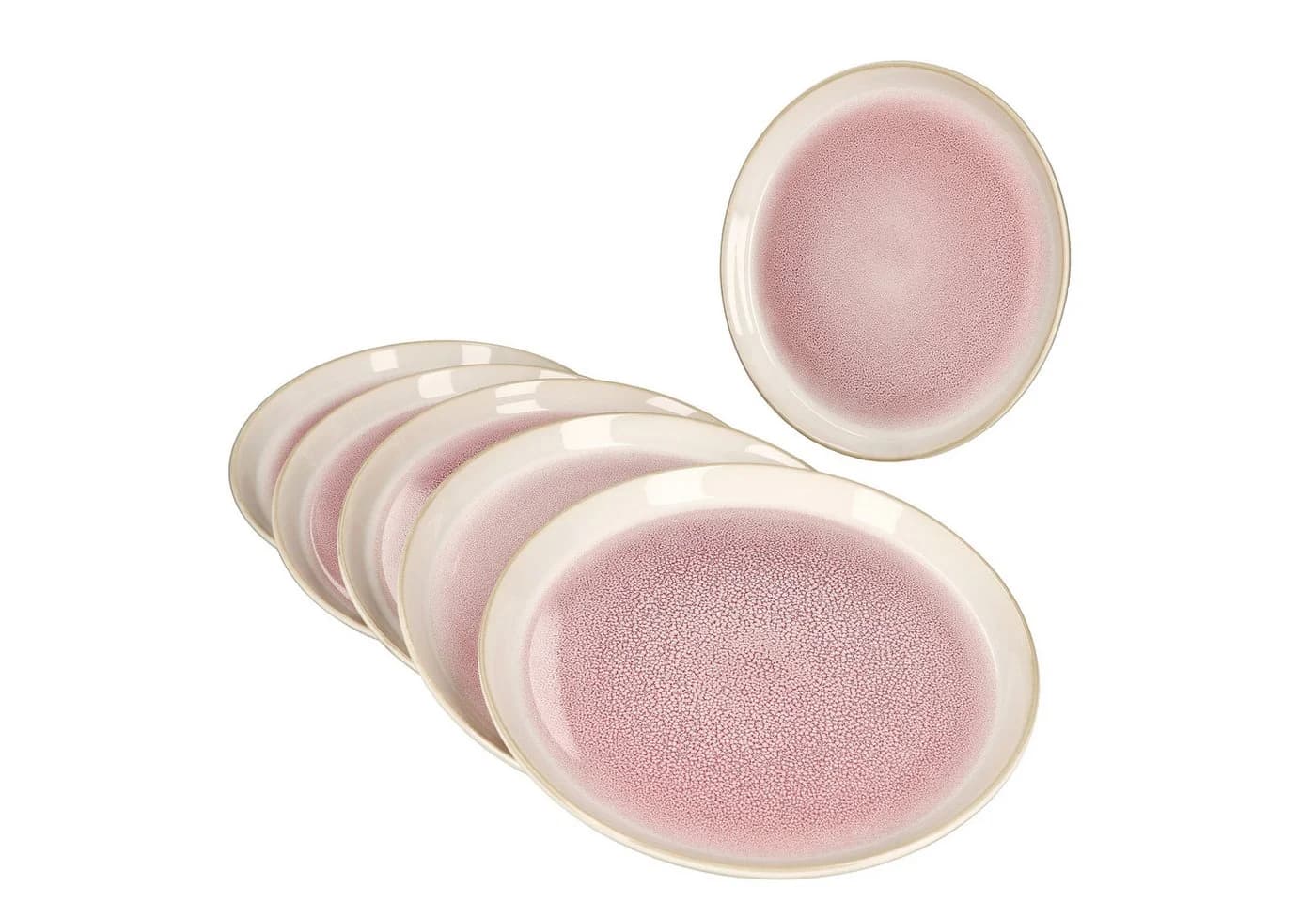MamboCat Frühstücksteller 6x Reactive Glaze Paris Pink Creme