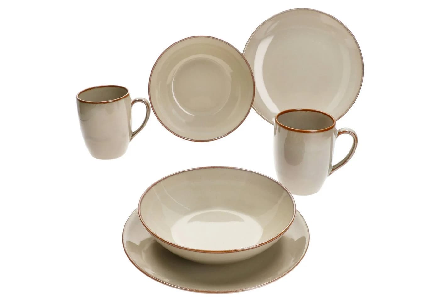 MÄSER Frühstücks-Geschirrset Ossia 6tlg. Steingut Beige