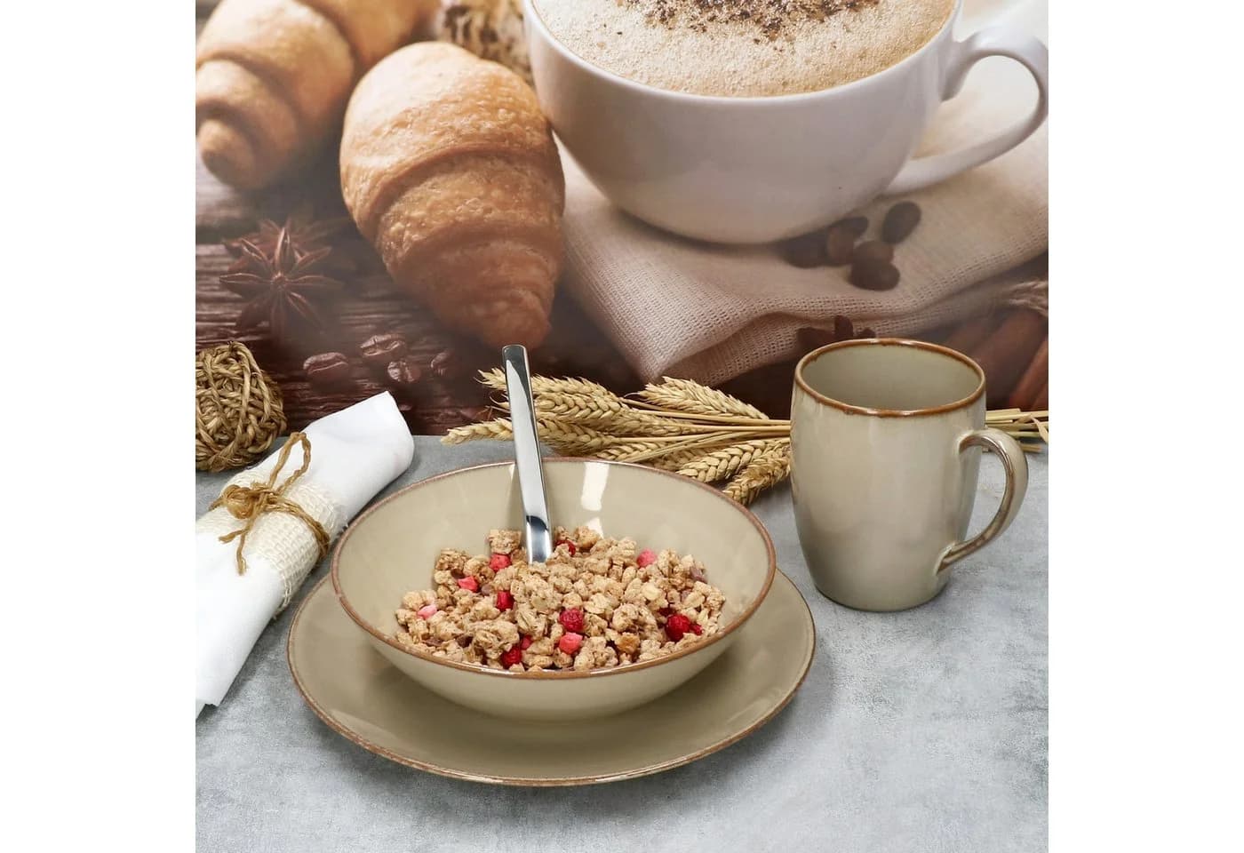 MÄSER Frühstücks-Geschirrset Ossia 6tlg. Steingut Beige - Bild 5