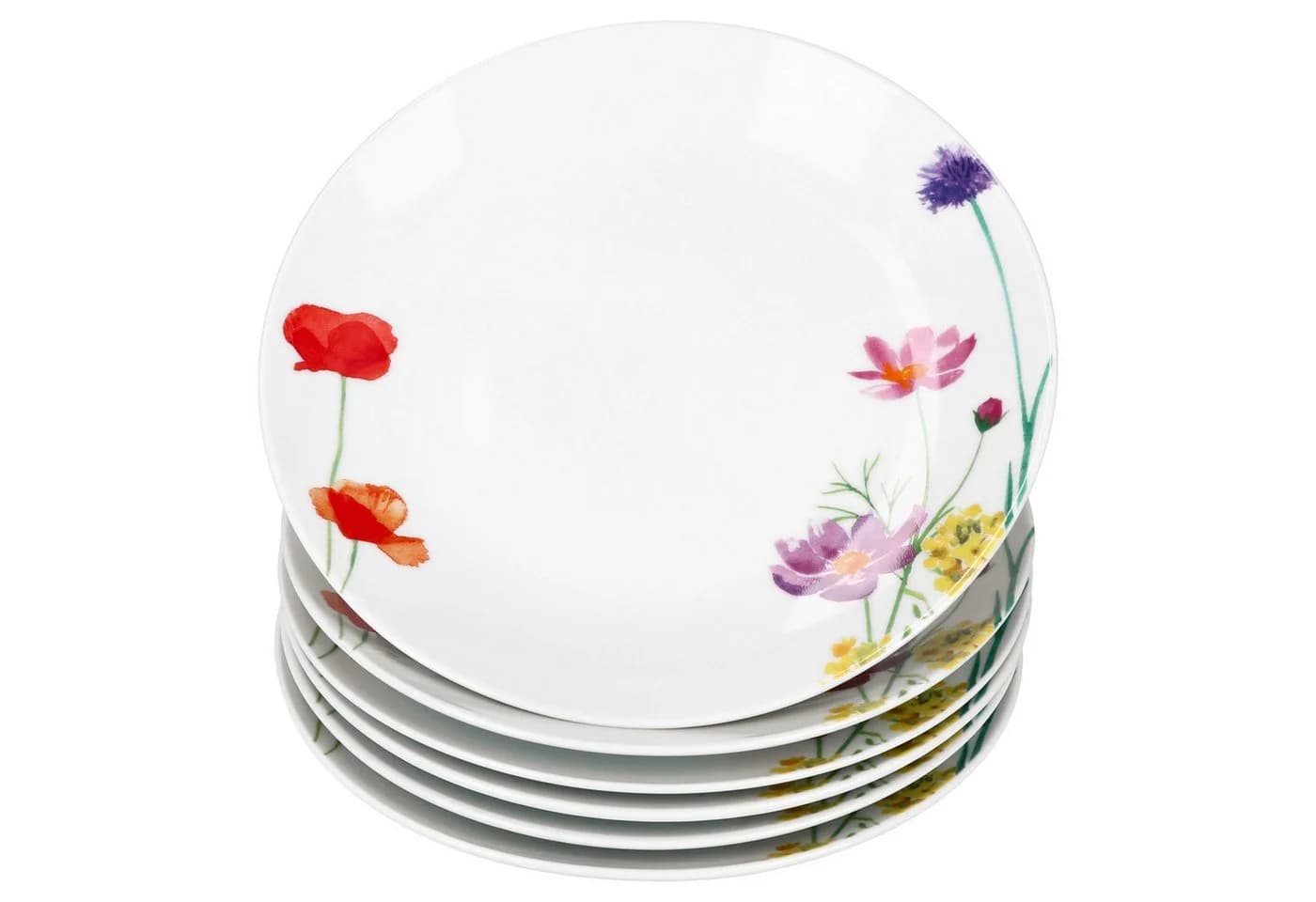 MamboCat Frühstücksteller 6er Set Marie Bunt Blumenwiese Porzellan