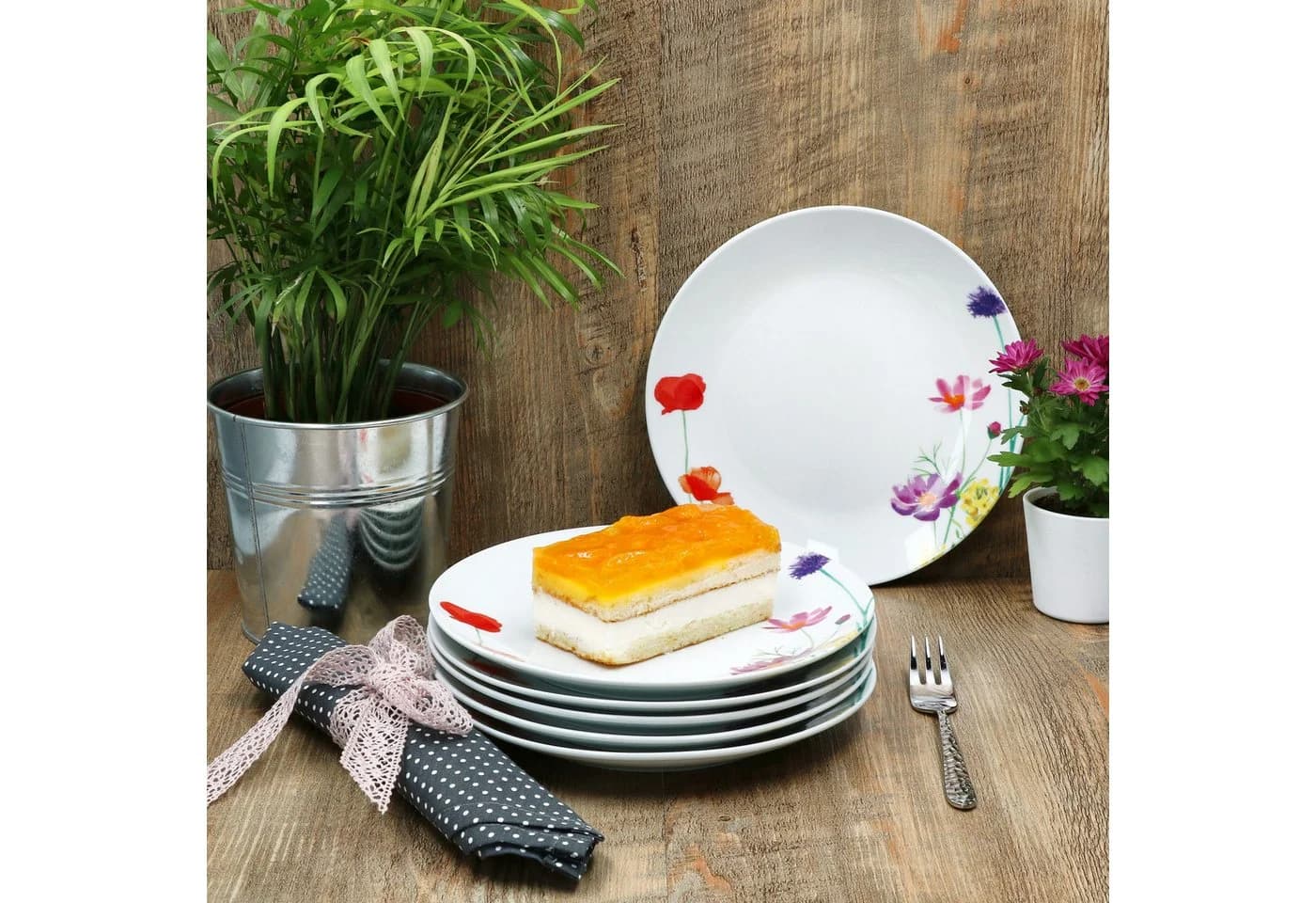 MamboCat Frühstücksteller 6er Set Marie Bunt Blumenwiese Porzellan - Bild 5