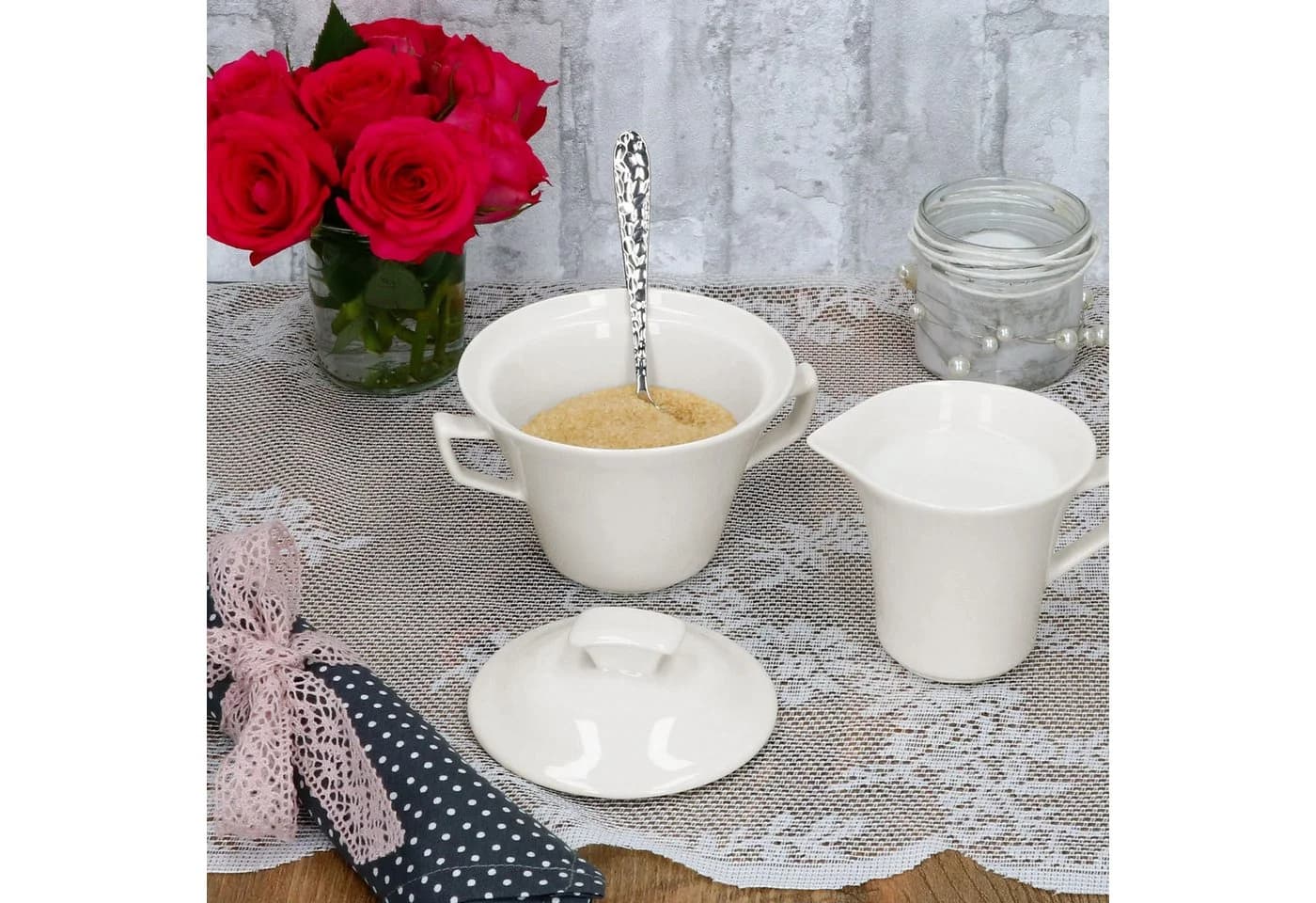 MamboCat Milch- und Zuckerset 2tlg. Ivory Porzellan Weiß