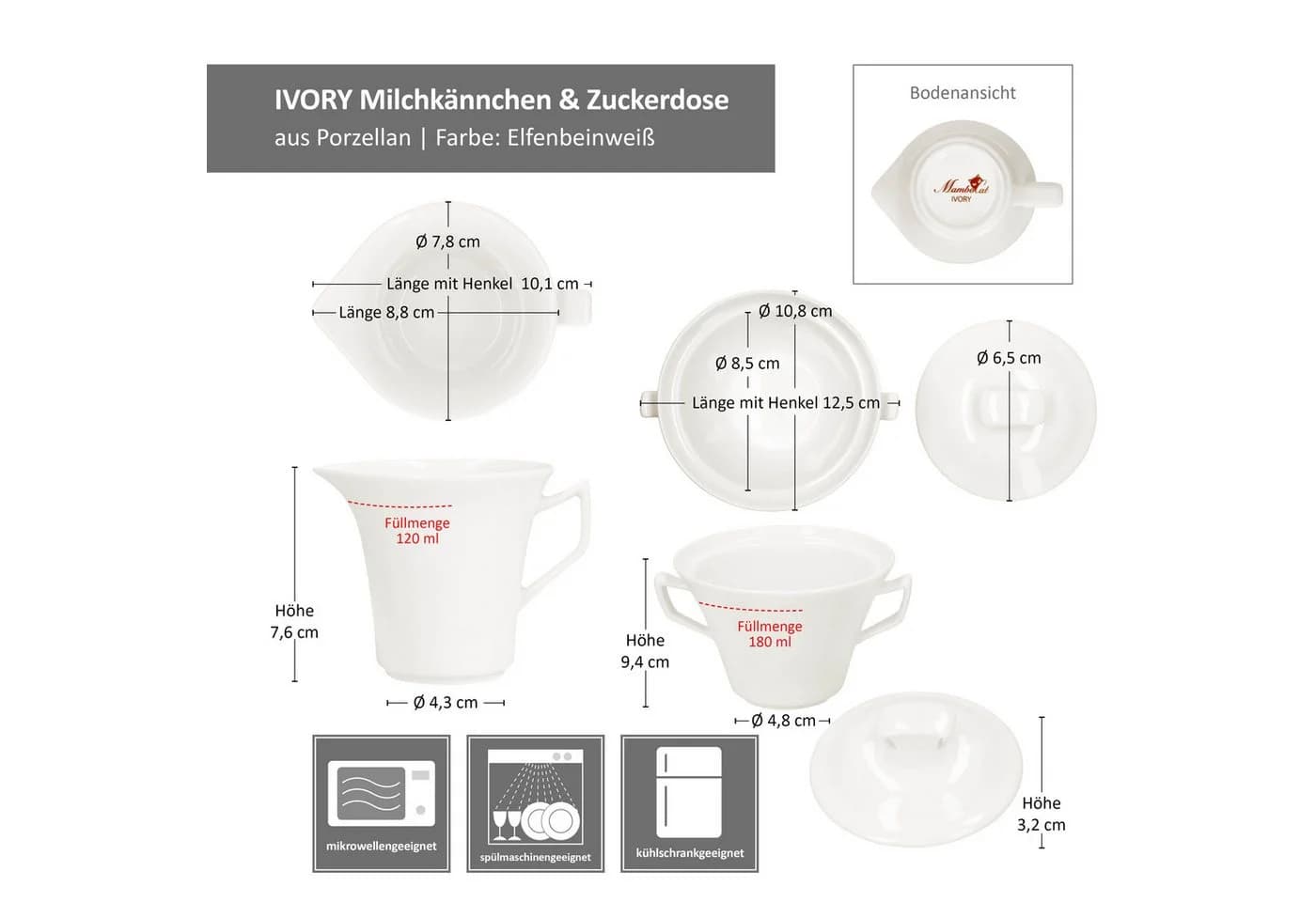 MamboCat Milch- und Zuckerset 2tlg. Ivory Porzellan Weiß - Bild 5