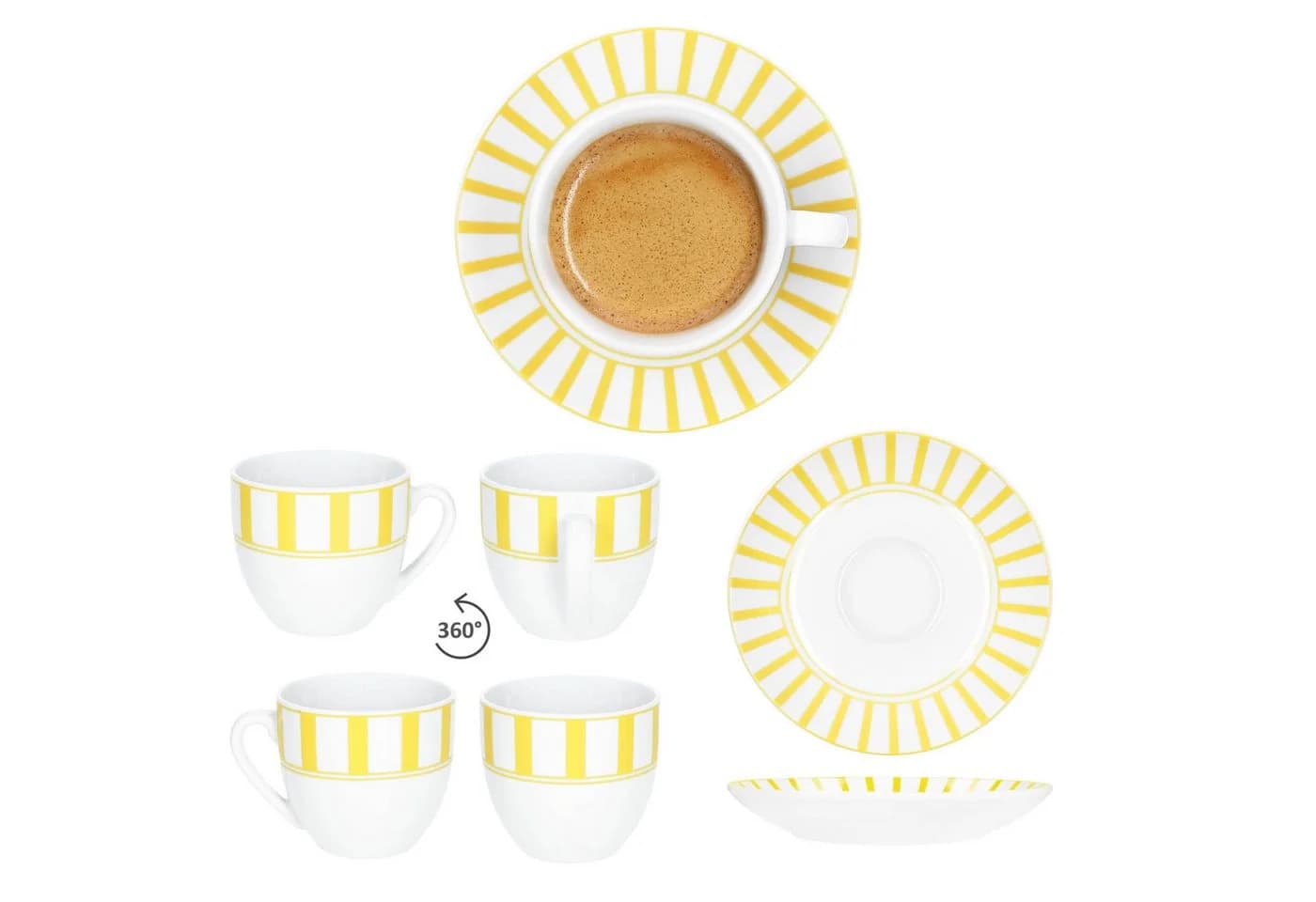 MamboCat Kaffeetassen-Set Split gelb 12-teilig mit Untertassen - Bild 4