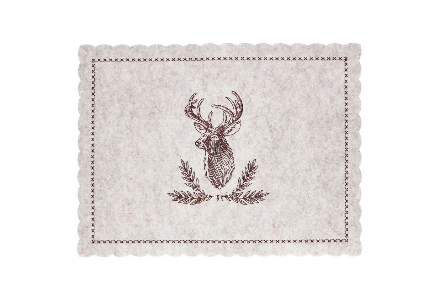 MamboCat Platzset 6x Alois Filz Beige Hirsch-Motiv - Bild 4