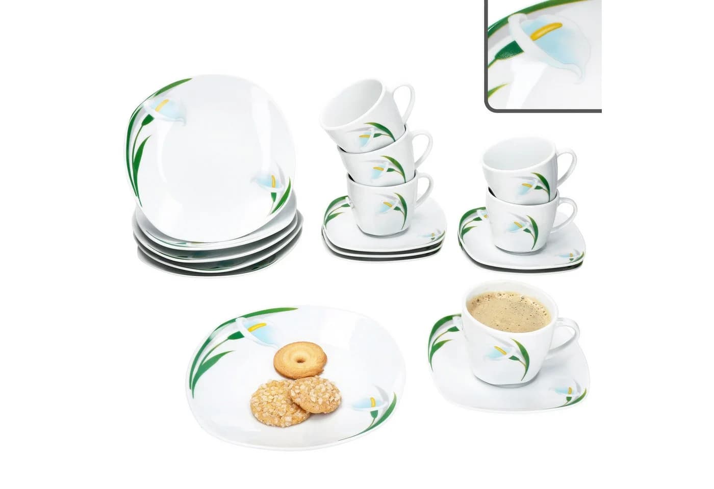 MamboCat Kaffeeservice 18tlg. White Calla Porzellan 6 Pers. - Bild 2