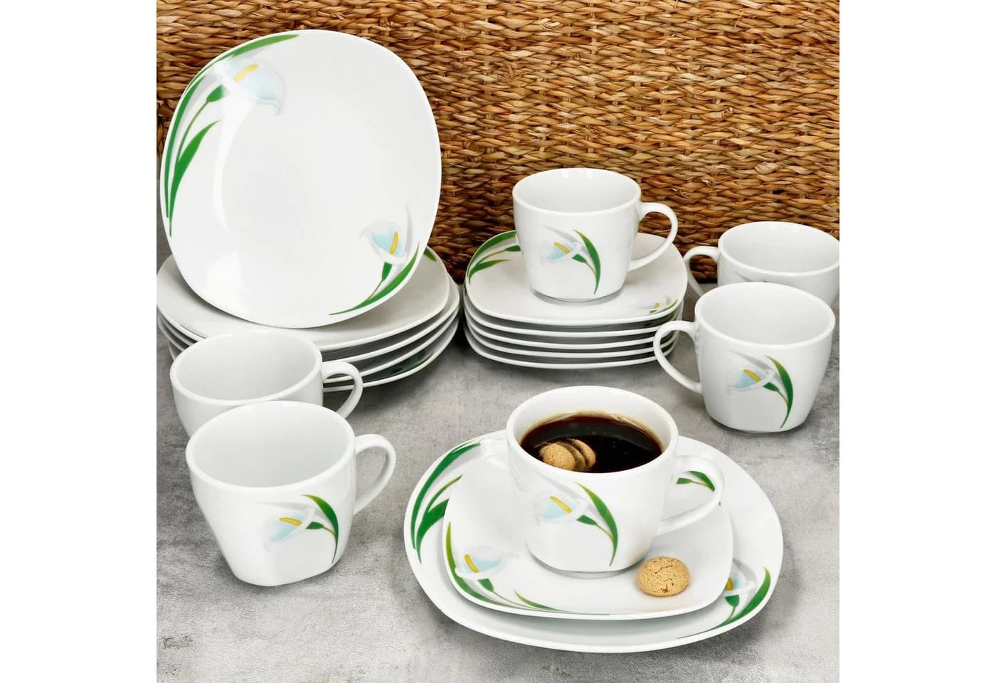 MamboCat Kaffeeservice 18tlg. White Calla Porzellan 6 Pers. - Bild 3