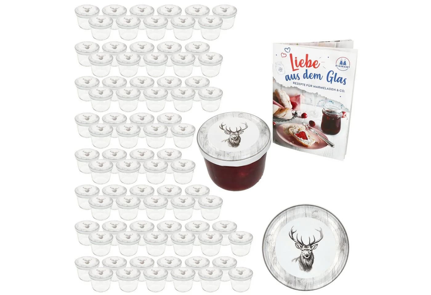 MamboCat Einmachglas 100er Set 230ml mit Hirsch-Dekor Deckel - Bild 2