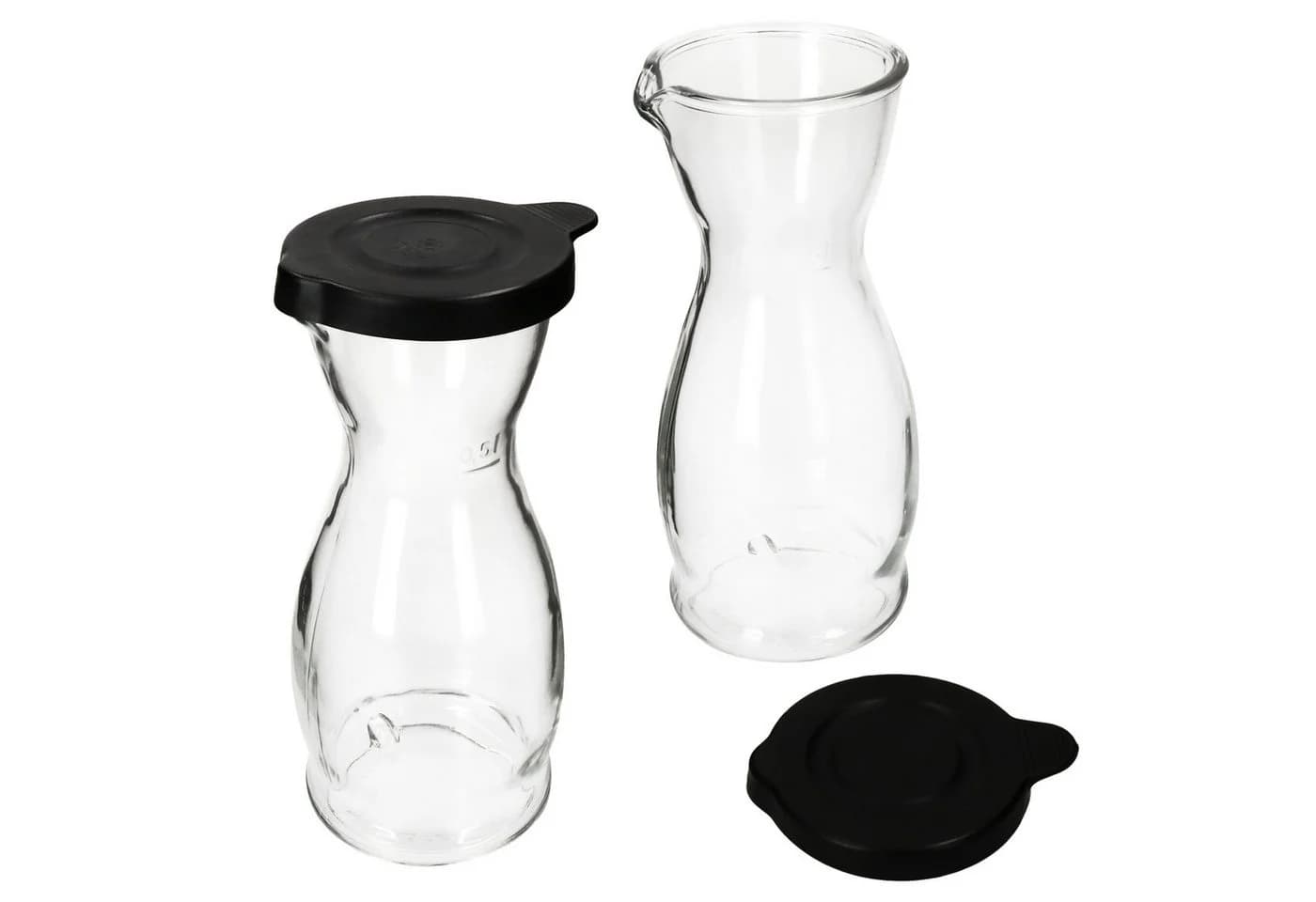 MamboCat Wein-Karaffe 2x 0,5L mit Deckel Schwarz Glas