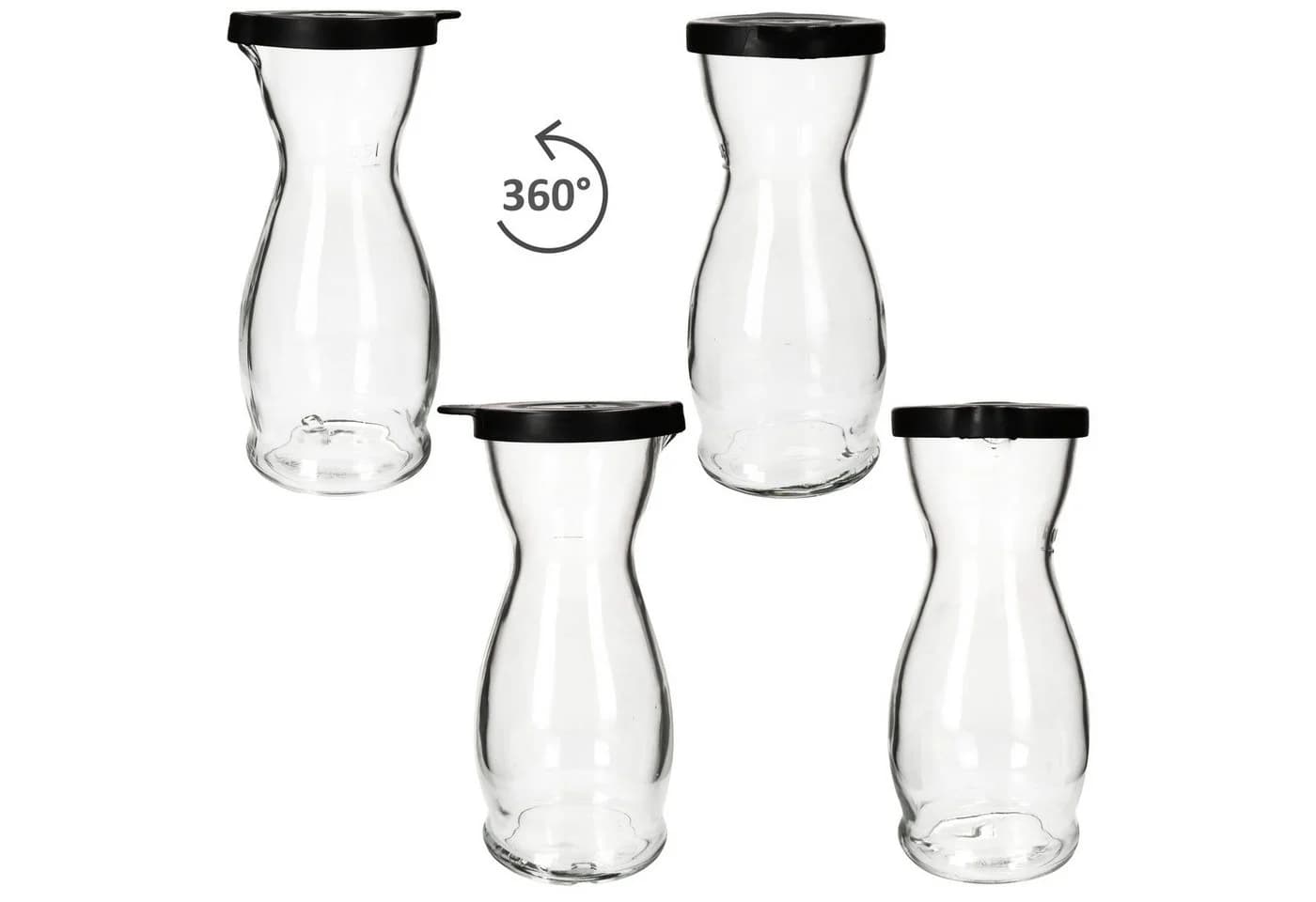 MamboCat Wein-Karaffe 2x 0,5L mit Deckel Schwarz Glas - Bild 4