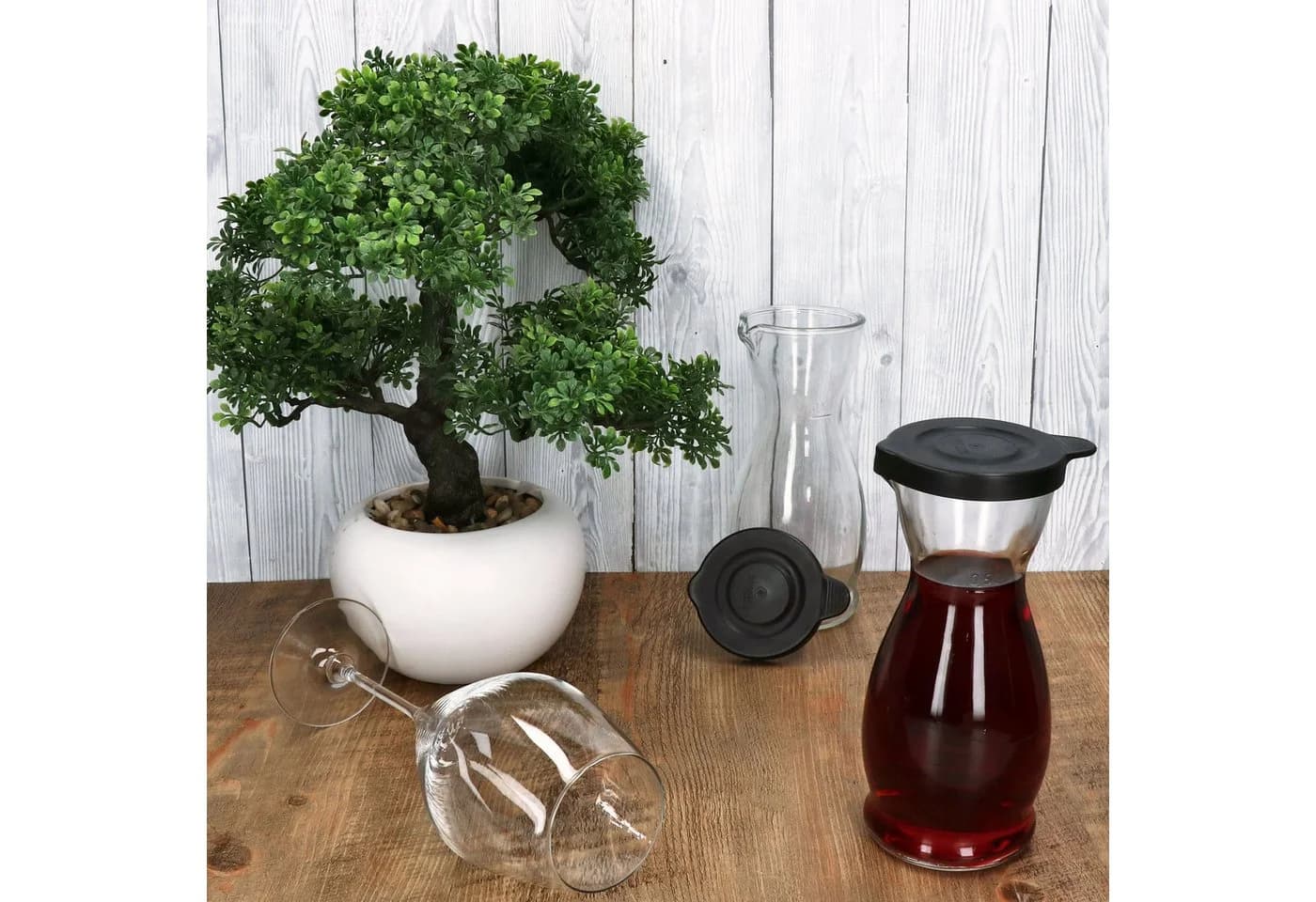 MamboCat Wein-Karaffe 2x 0,5L mit Deckel Schwarz Glas - Bild 5