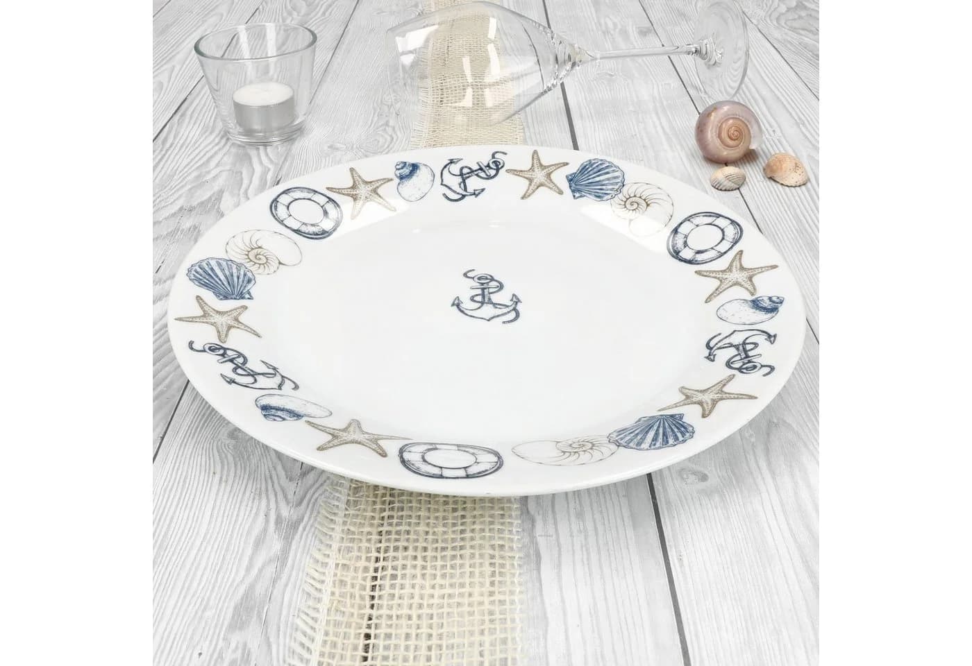MamboCat Speiseteller Neptun 6er Set Weiß/Blau Porzellan Maritim - Bild 3
