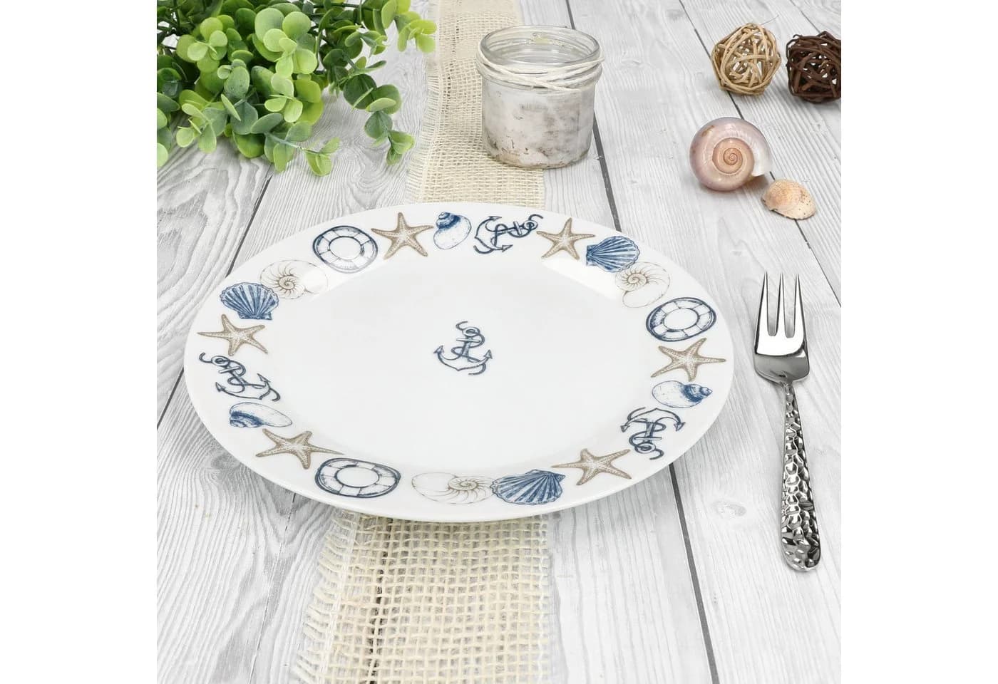 MamboCat Frühstücksteller Neptun 6er Set Weiß/Blau Porzellan Maritim - Bild 3