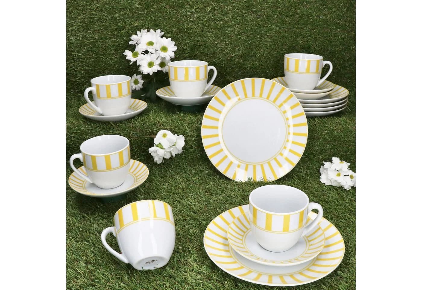 MamboCat Kaffeeservice 18tlg Split gelb Porzellan 6 Pers