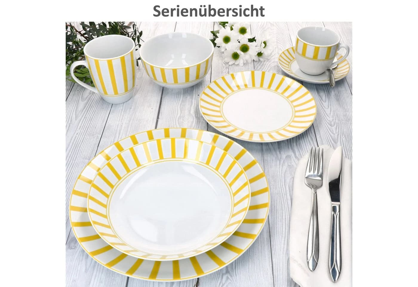 MamboCat Kaffeeservice 18tlg Split gelb Porzellan 6 Pers - Bild 5