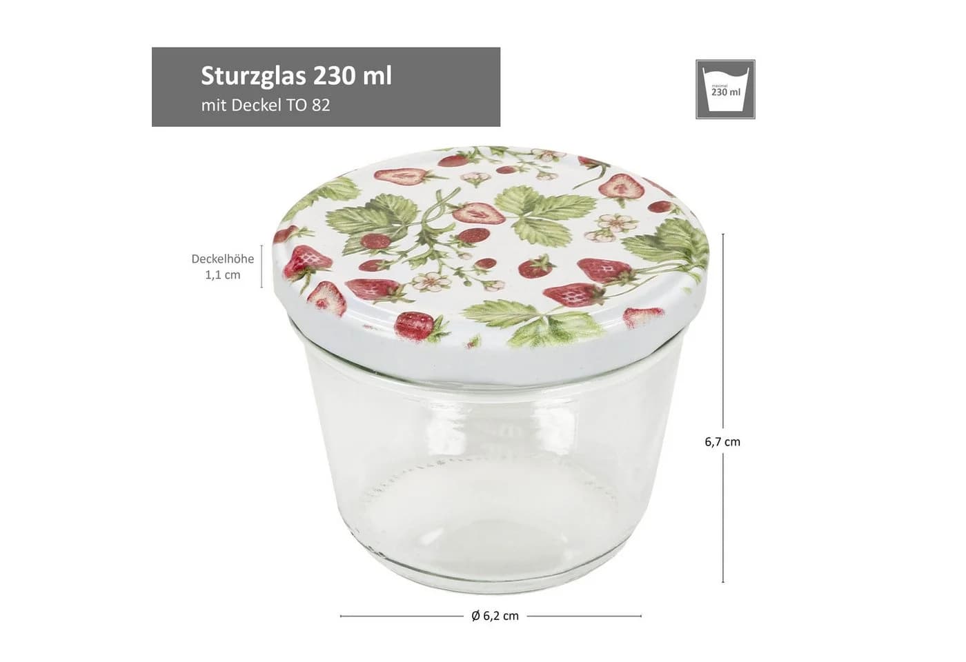 MamboCat Einmachglas 40er Set Sturzgläser 230ml mit Wald-Erdbeere Deckel - Bild 4