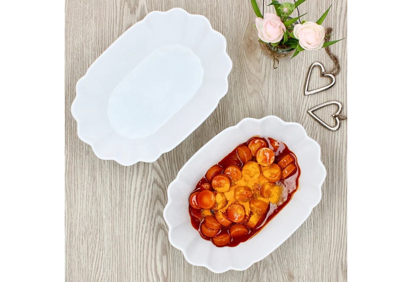 MamboCat Fritta Pommesschale 2x Oval Weiß Porzellan