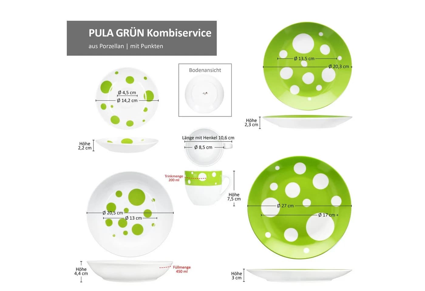 MamboCat Kombiservice Pula grün 30tlg. Porzellan - Bild 5