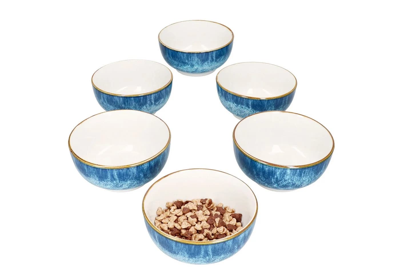 MamboCat Müslischale Marina 6er Set Blau/Weiß Porzellan