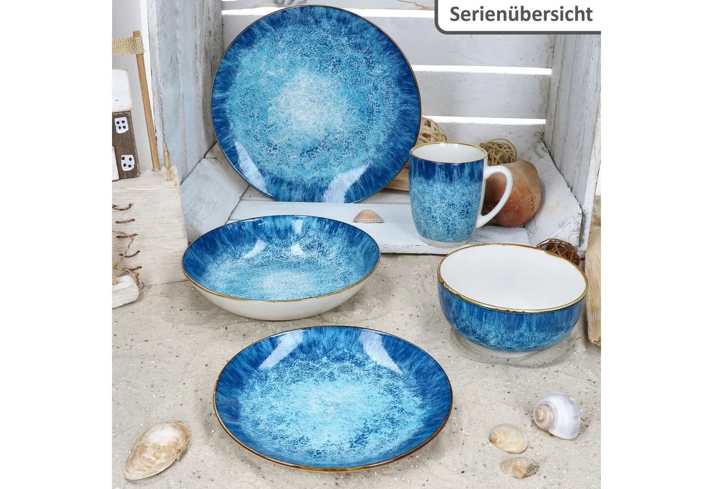 MamboCat Müslischale Marina 6er Set Blau/Weiß Porzellan - Bild 5