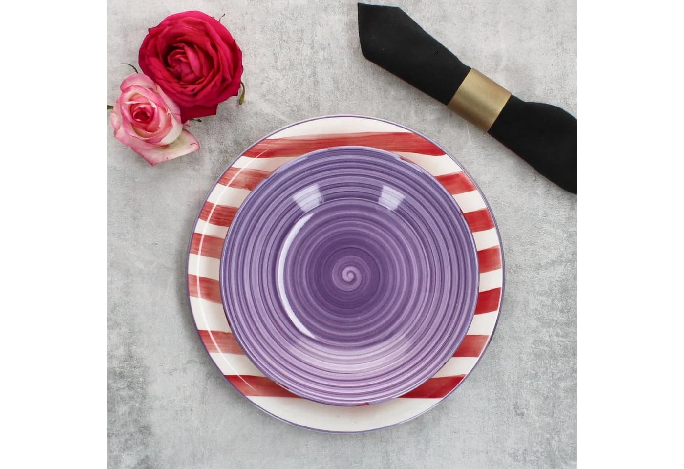 MamboCat Speiseteller Summer Stripes 6er Set bunt Steingut