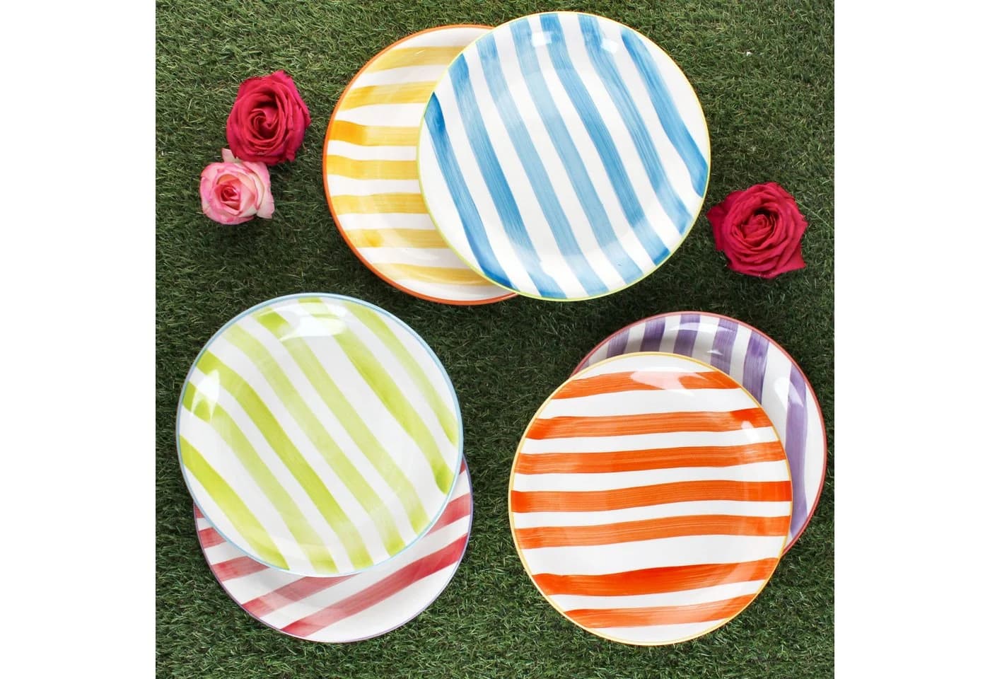 MamboCat Speiseteller Summer Stripes 6er Set bunt Steingut - Bild 3