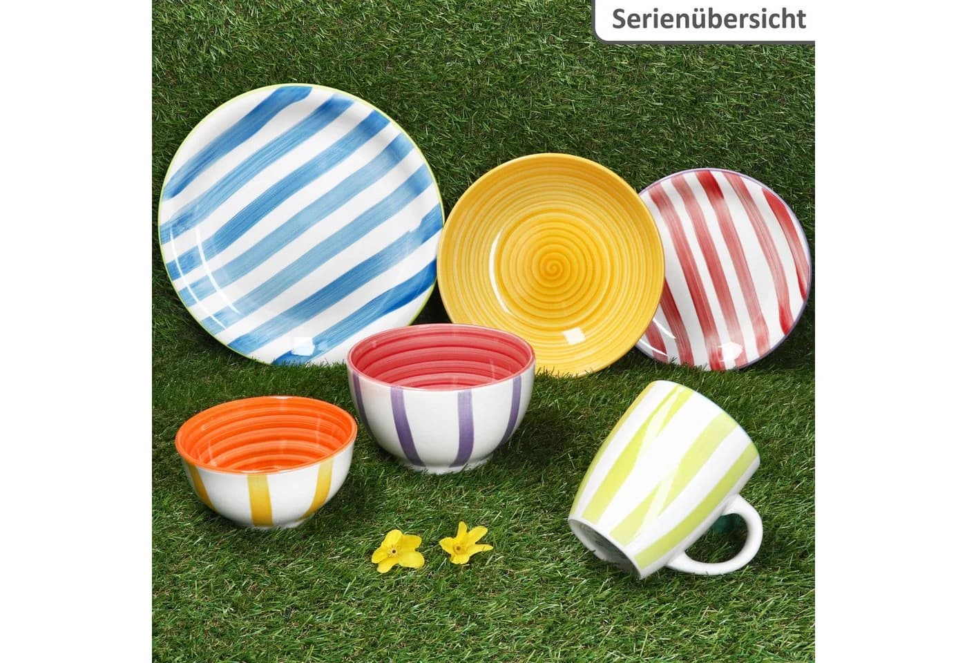 MamboCat Suppenteller Summer Stripes 6er Set bunt Steingut - Bild 5