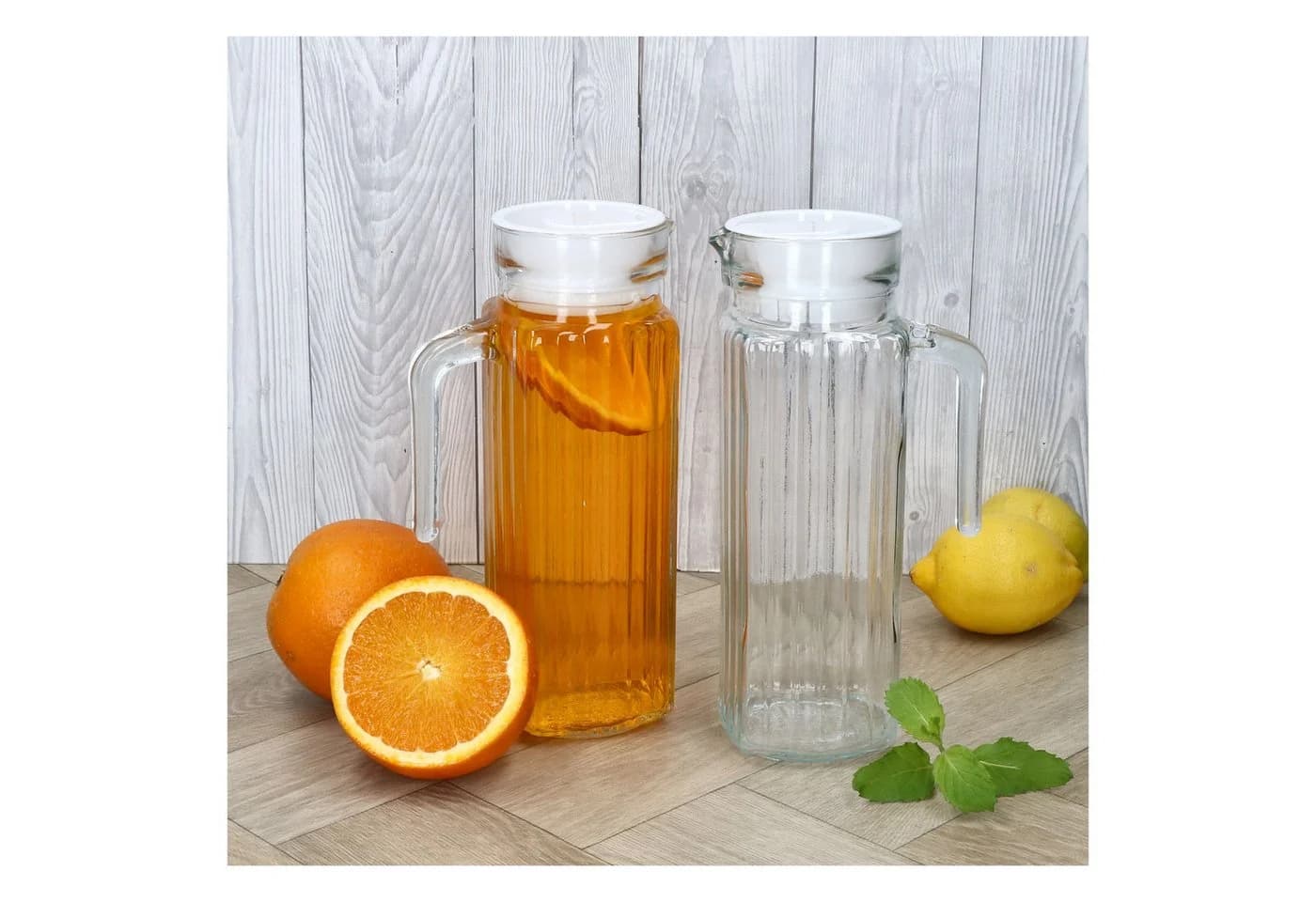 MamboCat LIMA Karaffe 2er Set 0,95L Weiß mit Henkel