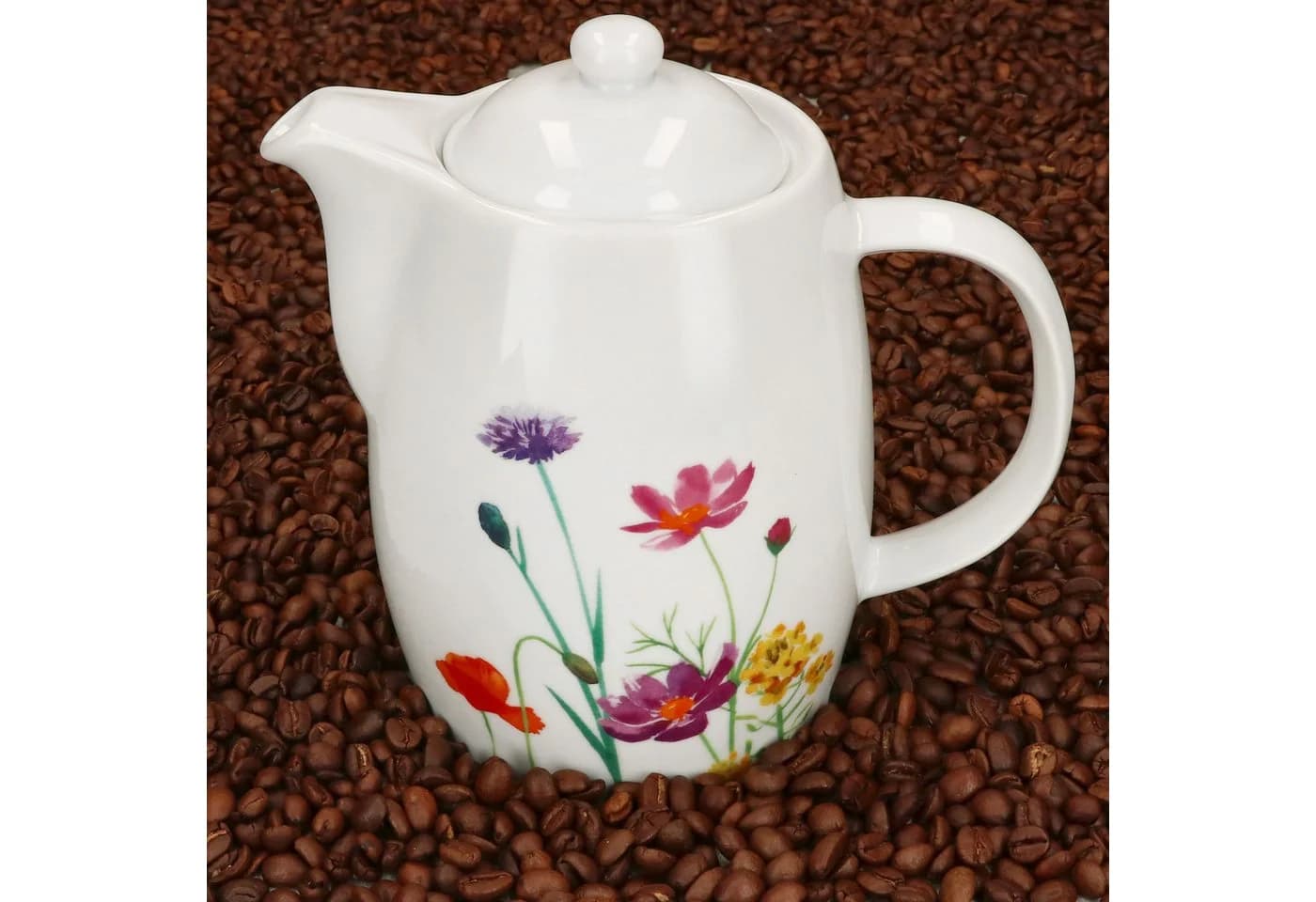 MamboCat Kanne Marie 850ml mit Deckel Porzellan Blumenwiese