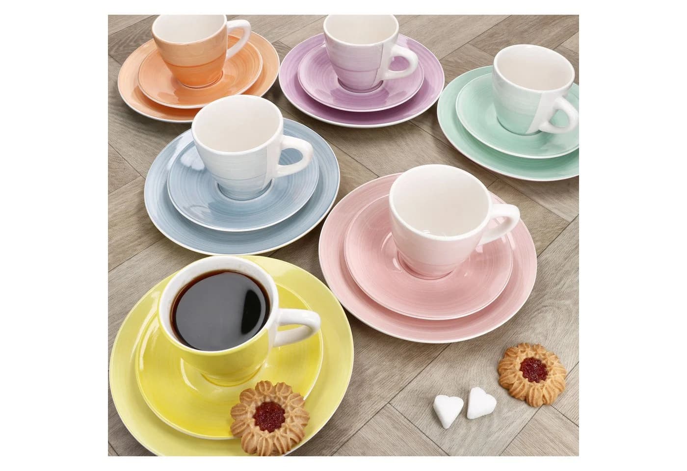 MamboCat Kaffeeservice Spring 18tlg. Bunt Steingut - Bild 5