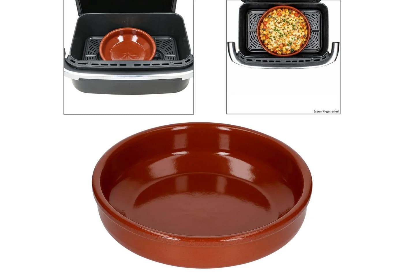 MamboCat 6er Set Airfryer Tonschalen rund Ø20cm Terrakotta - Bild 4