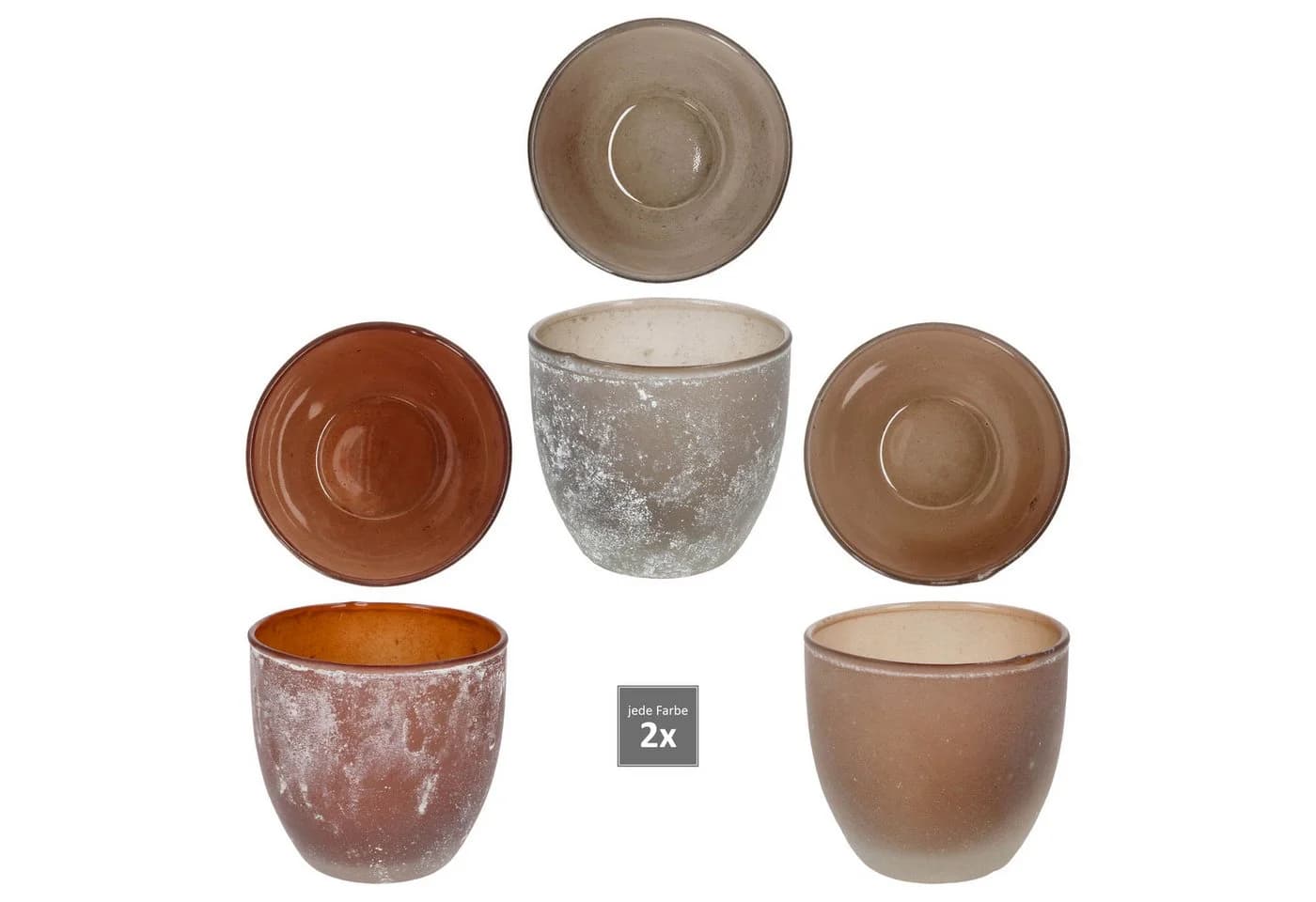 MamboCat Teelichthalter SAMATA 6er Set Glas Beige Braun Grau - Bild 4
