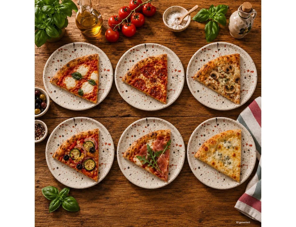MamboCat Pizzateller 6er-Set Granito Beige 3D Steinoptik