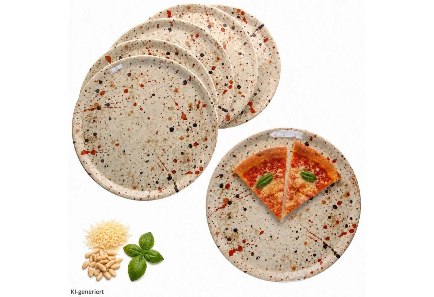 MamboCat Pizzateller 6er-Set Granito Beige 3D Steinoptik - Bild 2