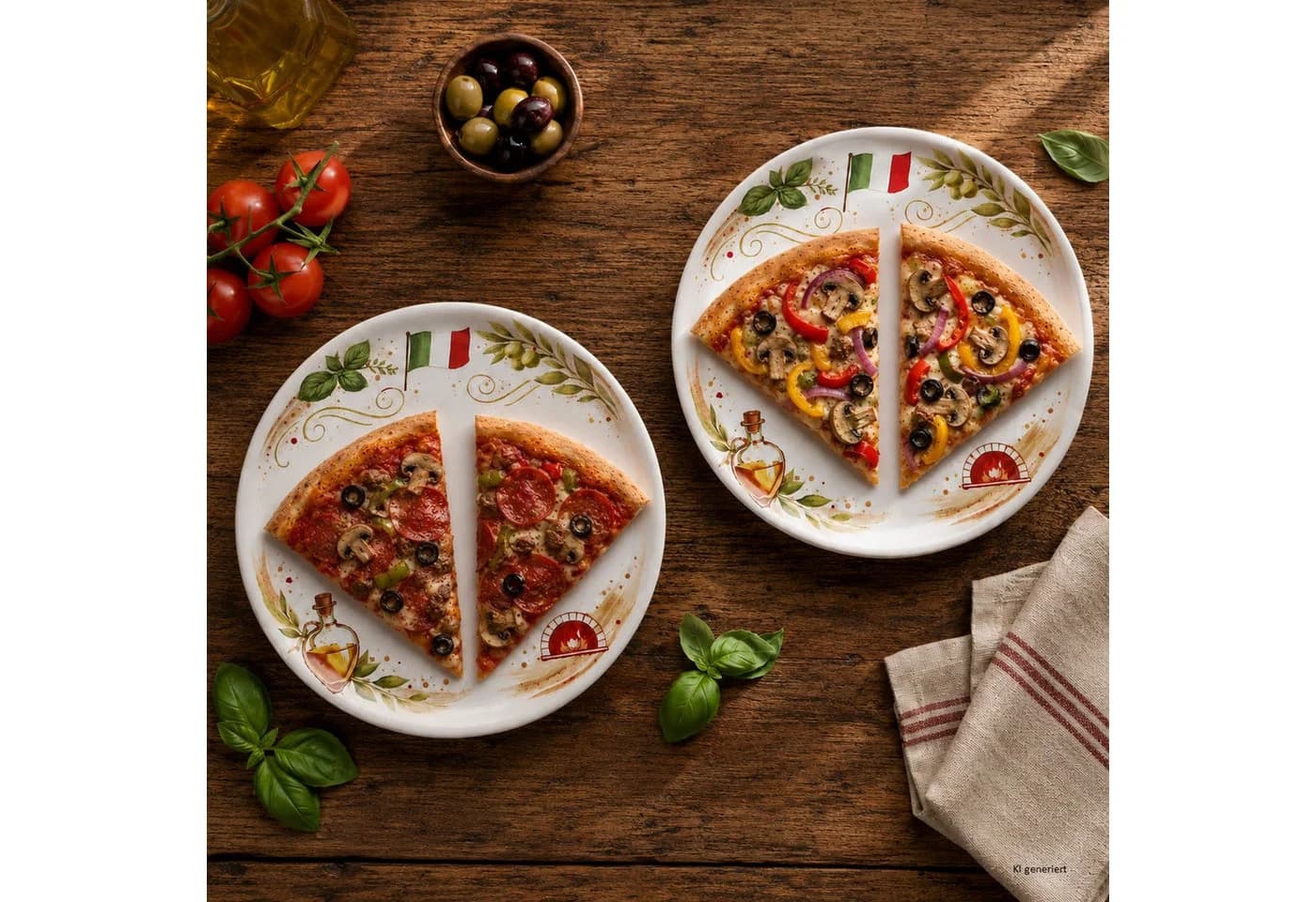 MamboCat Pizzateller Katja 2x Ø31,5cm Italien-Dekor Porzellan