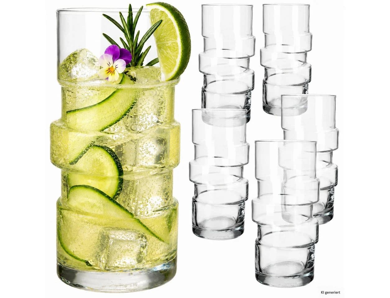 MamboCat Cocktailglas 6er Set Stapel Design Transparent Glas - Bild 2