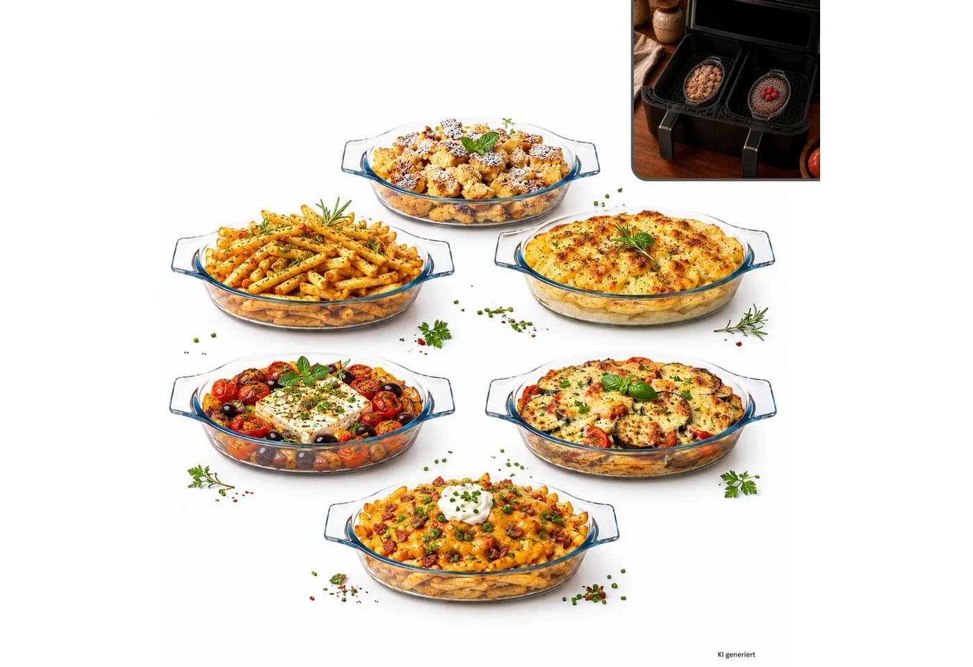 MamboCat 6x ovale Borcam Airfryer Schalen Glas 400ml - Bild 2