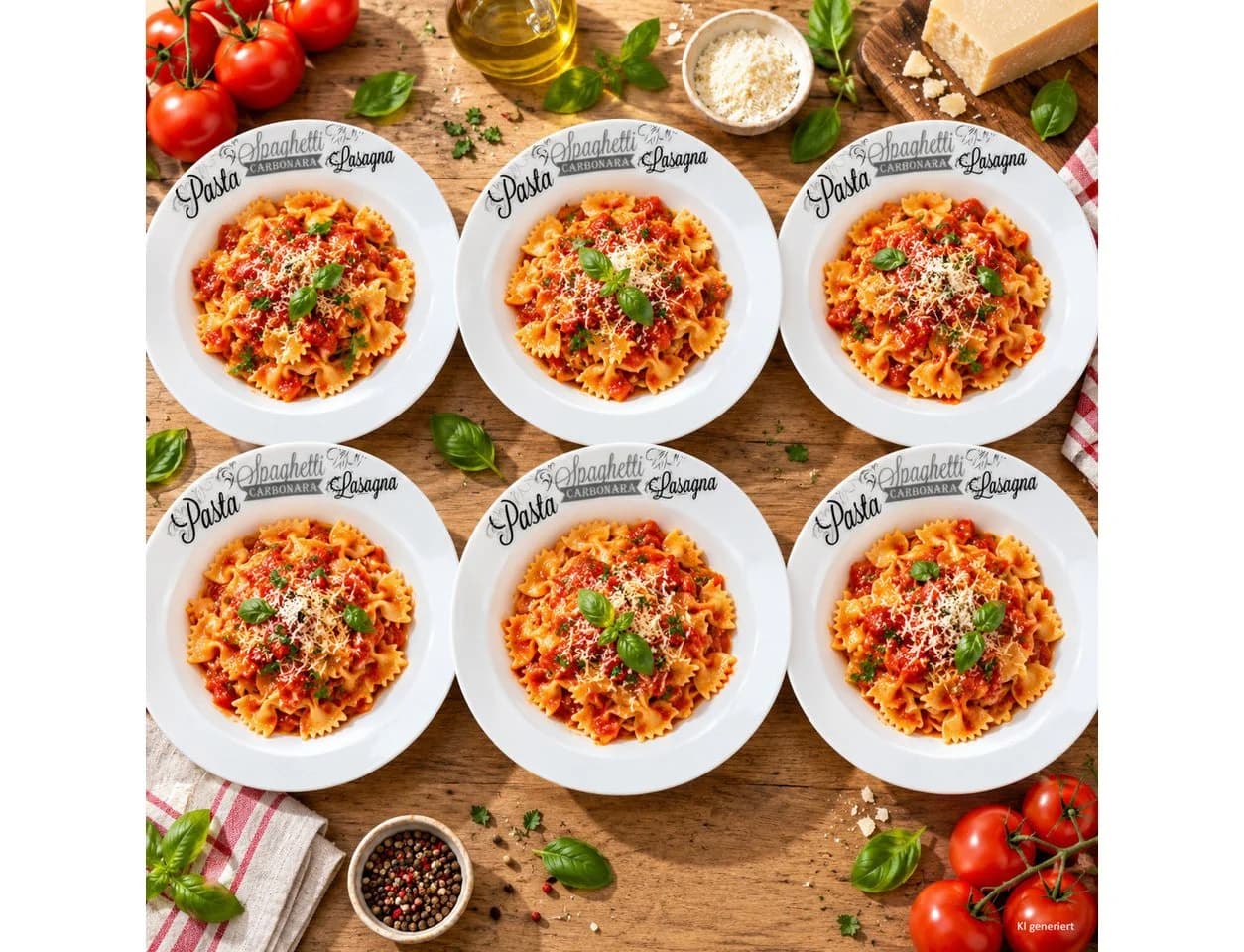 MamboCat Pastateller Set 6x Spaghetti Porzellan Dekor