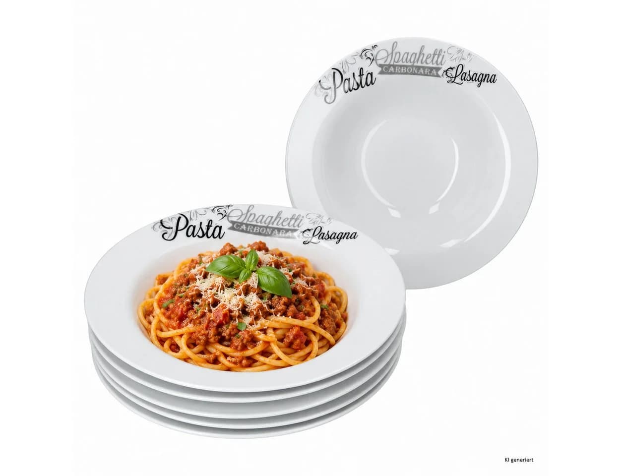 MamboCat Pastateller Set 6x Spaghetti Porzellan Dekor - Bild 2
