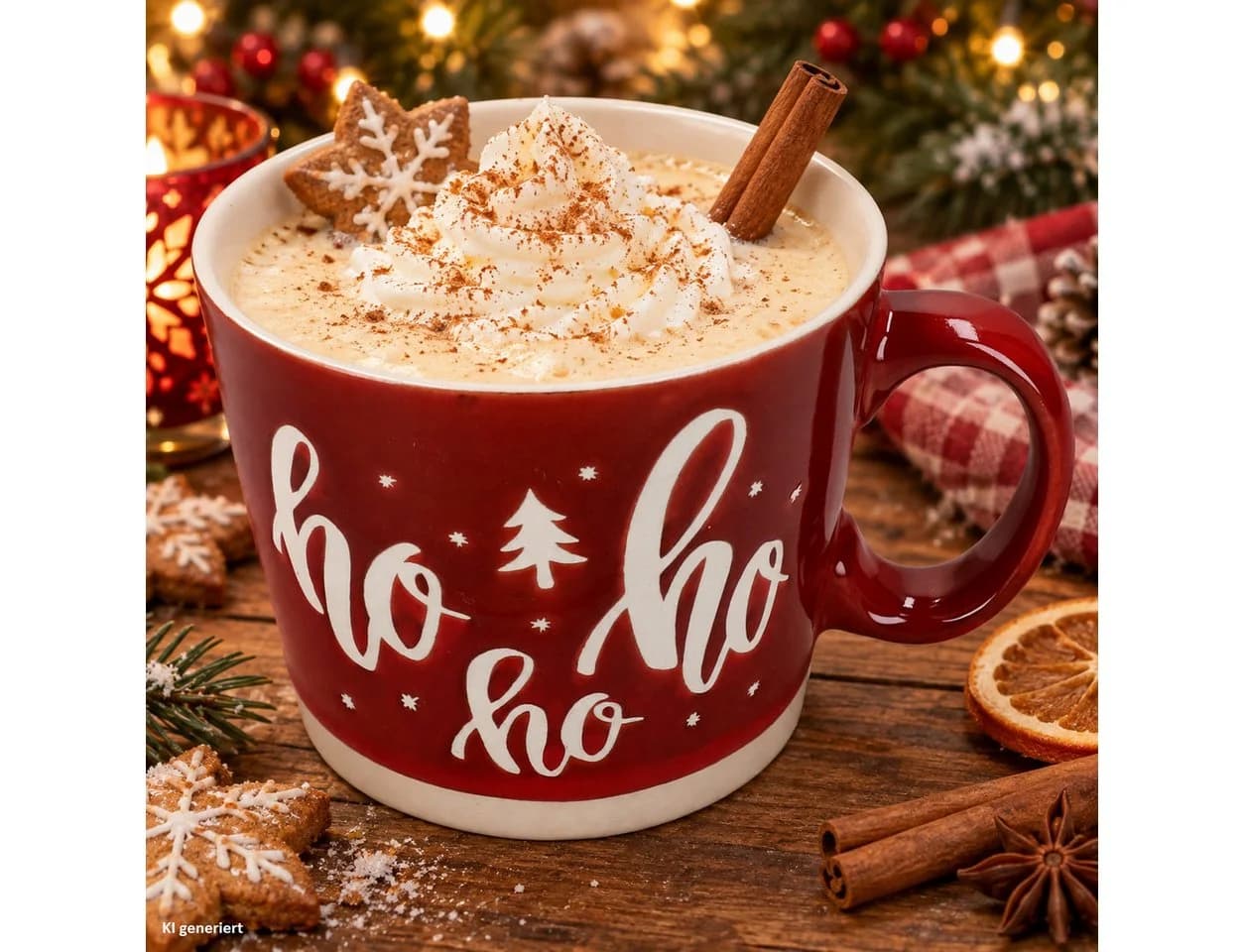 MamboCat Kaffeebecher XL Rot Steingut Weihnachtsmotiv
